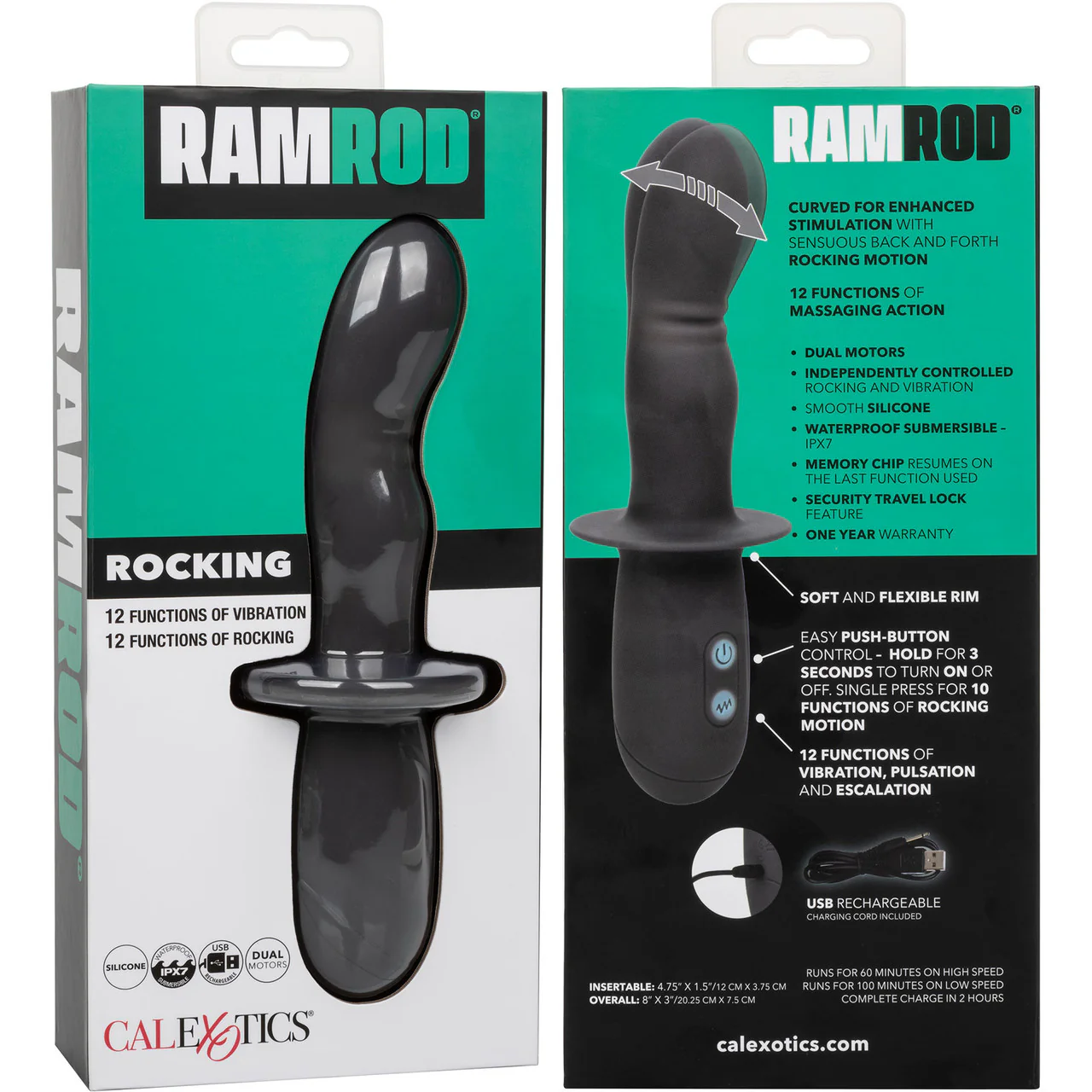 Ramrod Rocking Rechargeable Waterproof Silicone Vibrating Anal Probe By CalExotics - Image 11
