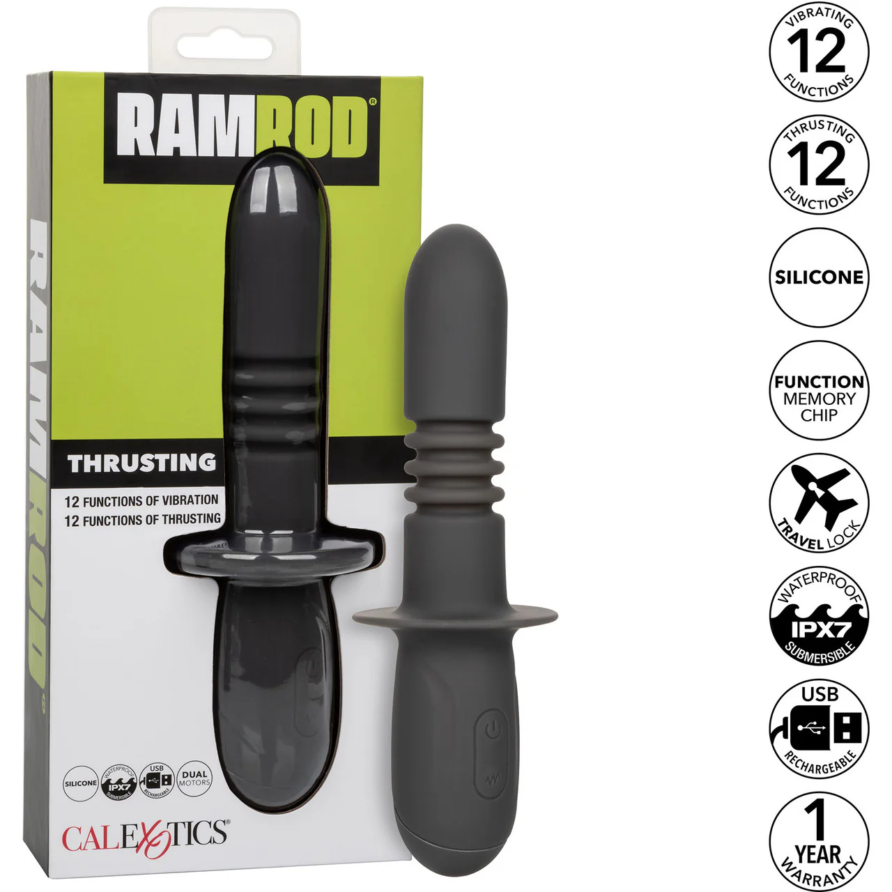 Ramrod Thrusting Rechargeable Waterproof Silicone Vibrating Anal Probe By CalExotics - Image 10