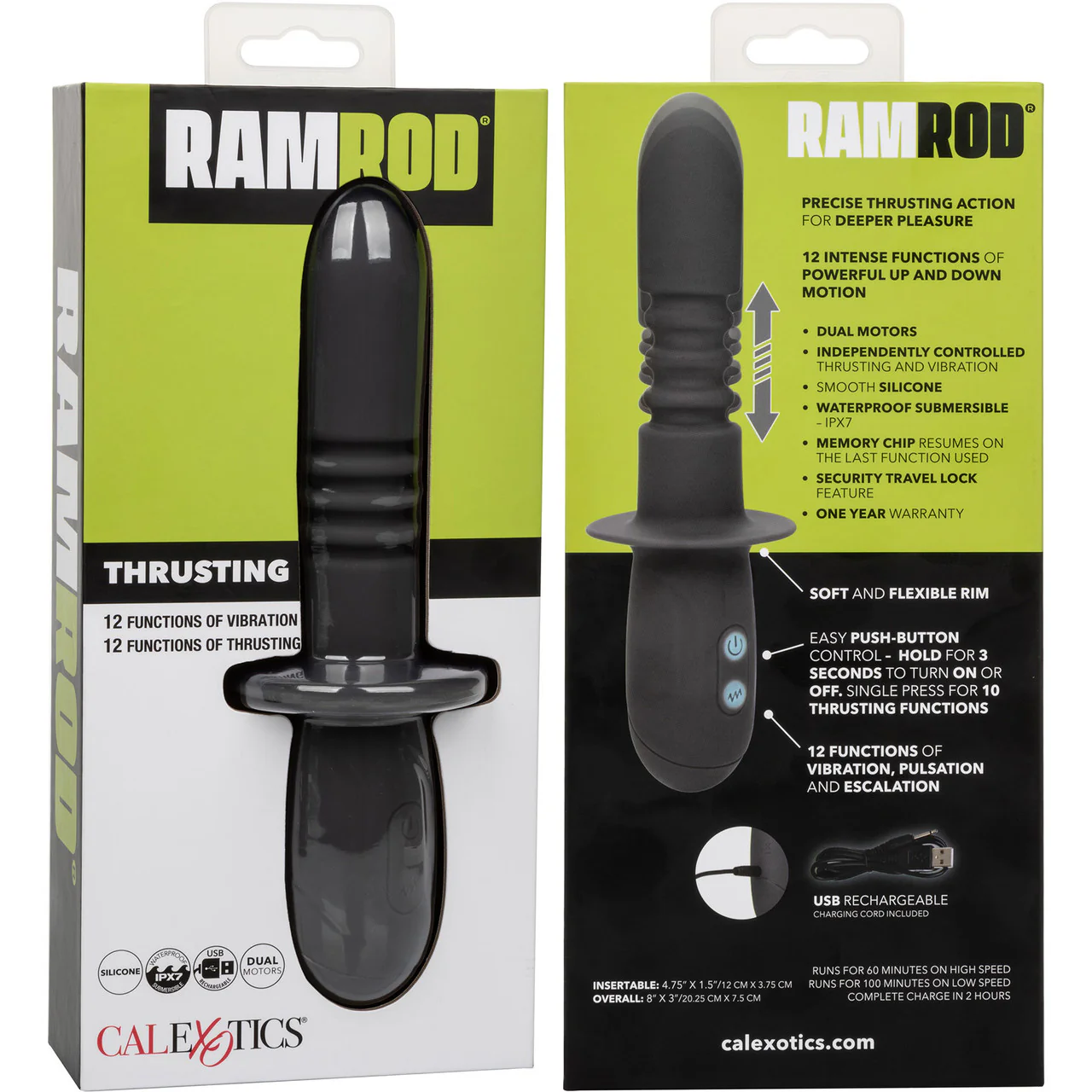 Ramrod Thrusting Rechargeable Waterproof Silicone Vibrating Anal Probe By CalExotics - Image 11