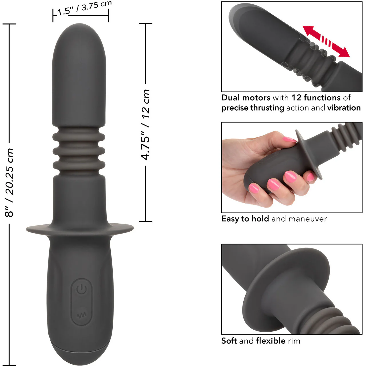 Ramrod Thrusting Rechargeable Waterproof Silicone Vibrating Anal Probe By CalExotics - Image 8