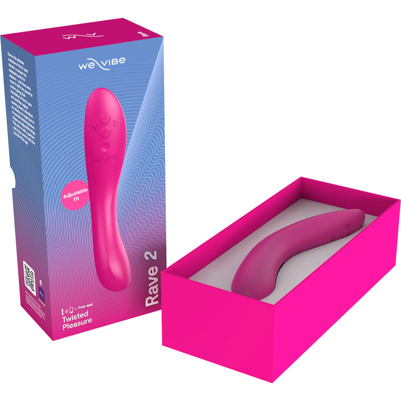Rave 2 Twisted Pleasure By We-Vibe Silicone Rechargeable Adjustable G-Spot Vibrator - Bold Pink - Image 11