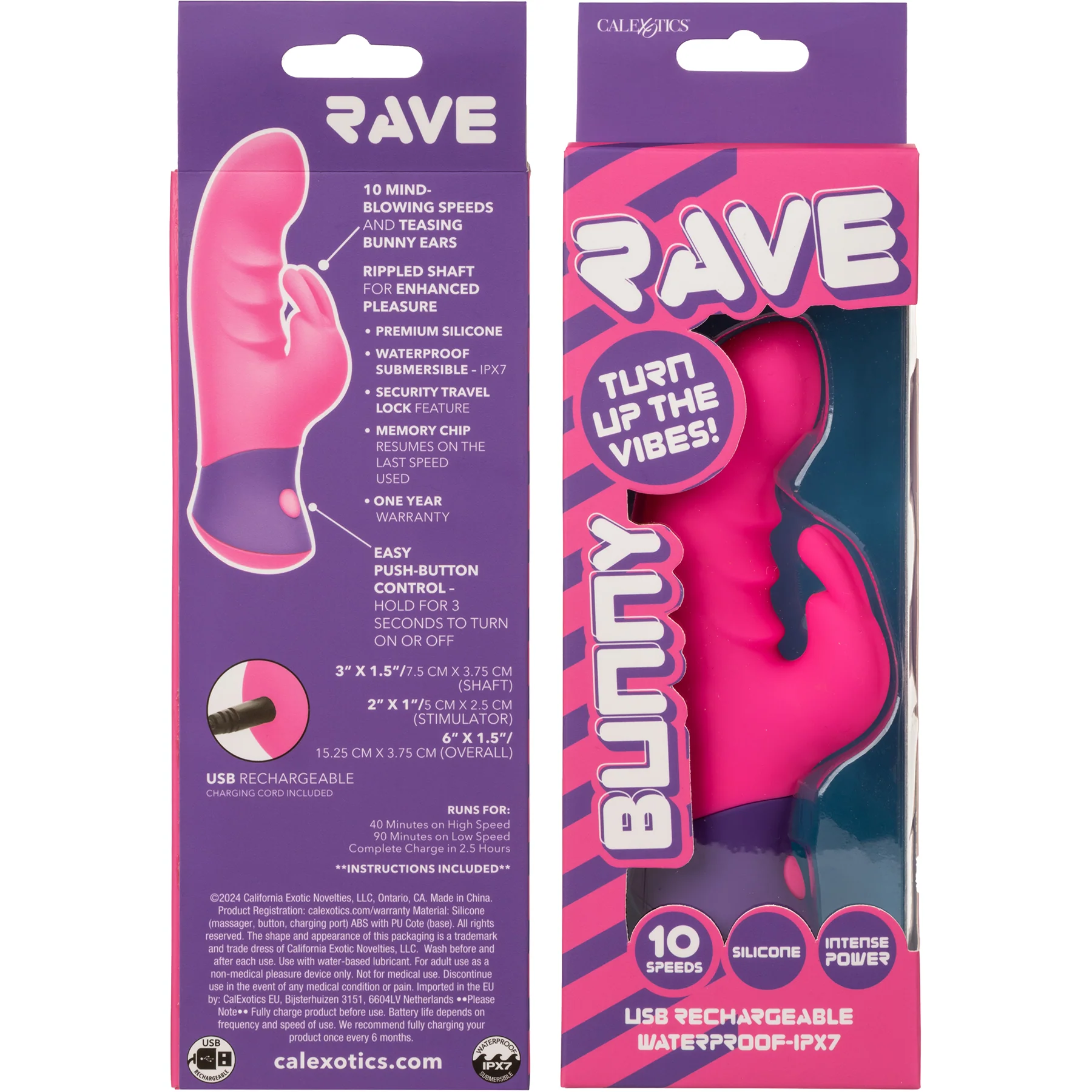 Rave Bunny Rechargeable Waterproof Silicone Dual Stimulation Vibrator - Image 7