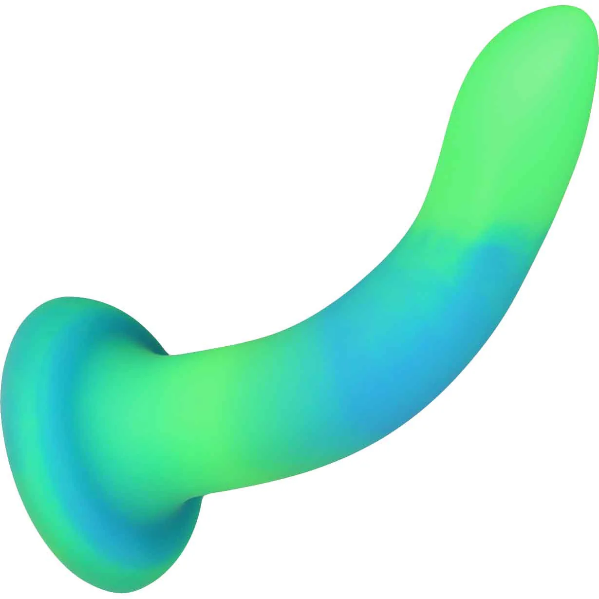 Rave By Addiction Silicone 8" Glow In The Dark Bendable Suction Cup Dildo - Blue & Green - Image 4