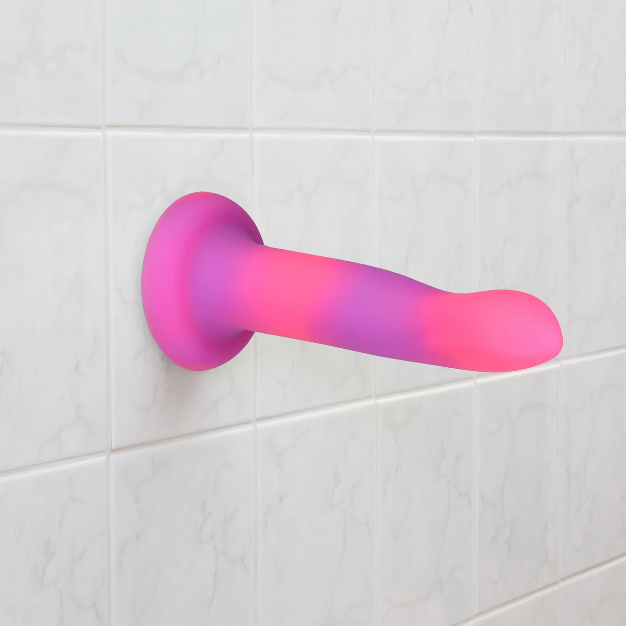 Rave By Addiction Silicone 8" Glow In The Dark Bendable Suction Cup Dildo - Pink & Purple - Image 7