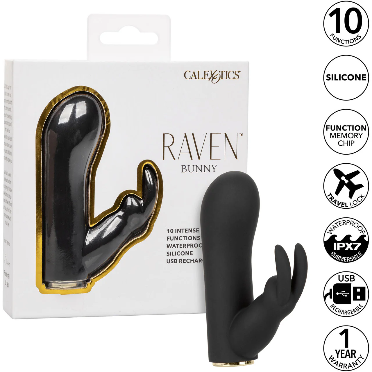Raven Bunny Rechargeable Waterproof Bullet Vibrator With Silicone Rabbit Sleeve By CalExotics - Image 11