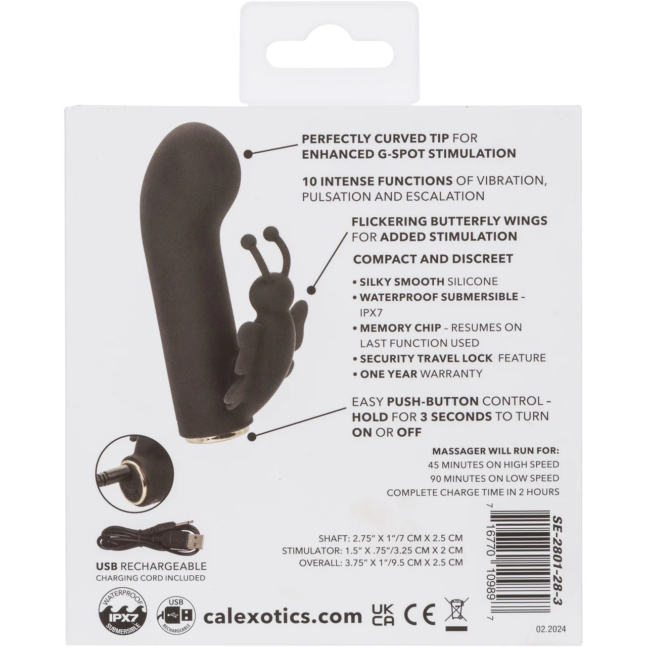 Raven Butterfly Rechargeable Waterproof Silicone Mini Dual Stimulation Vibrator By CalExotics - Image 11