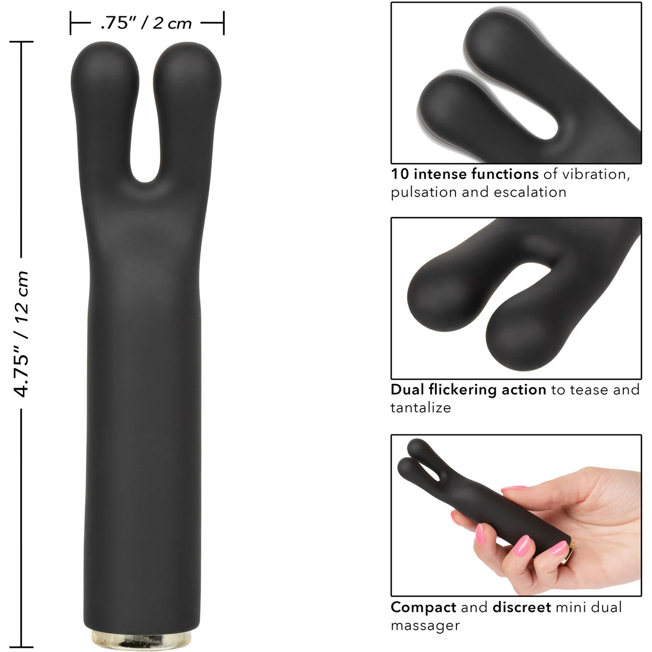 Raven Charmer Rechargeable Waterproof Bullet Vibrator With Silicone Flickering Ears Sleeve By CalExotics - Image 10