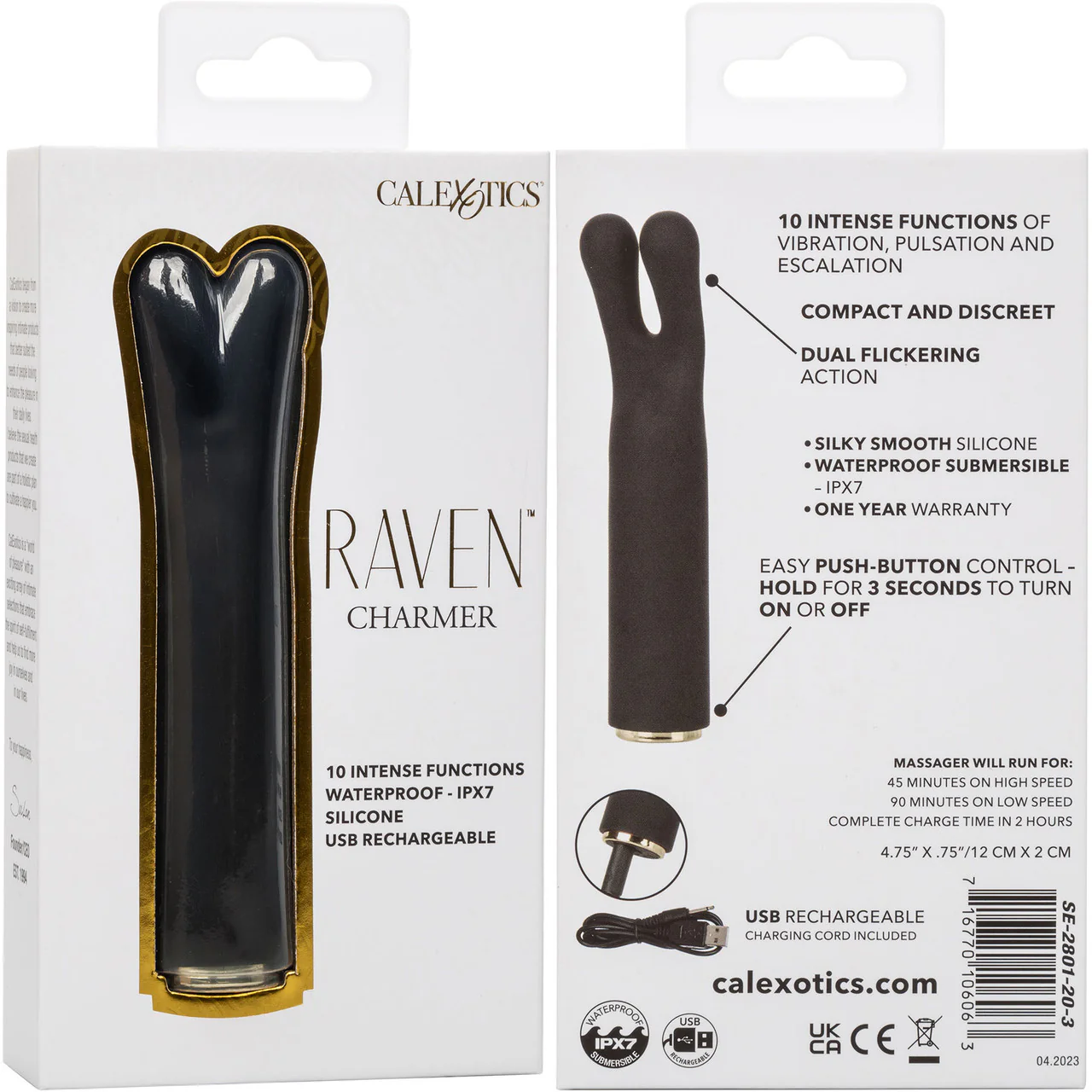 Raven Charmer Rechargeable Waterproof Bullet Vibrator With Silicone Flickering Ears Sleeve By CalExotics - Image 12