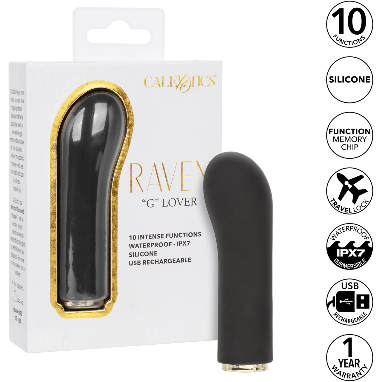 Raven "G" Lover Rechargeable Waterproof Silicone Mini G-Spot Vibrator By CalExotics - Image 8