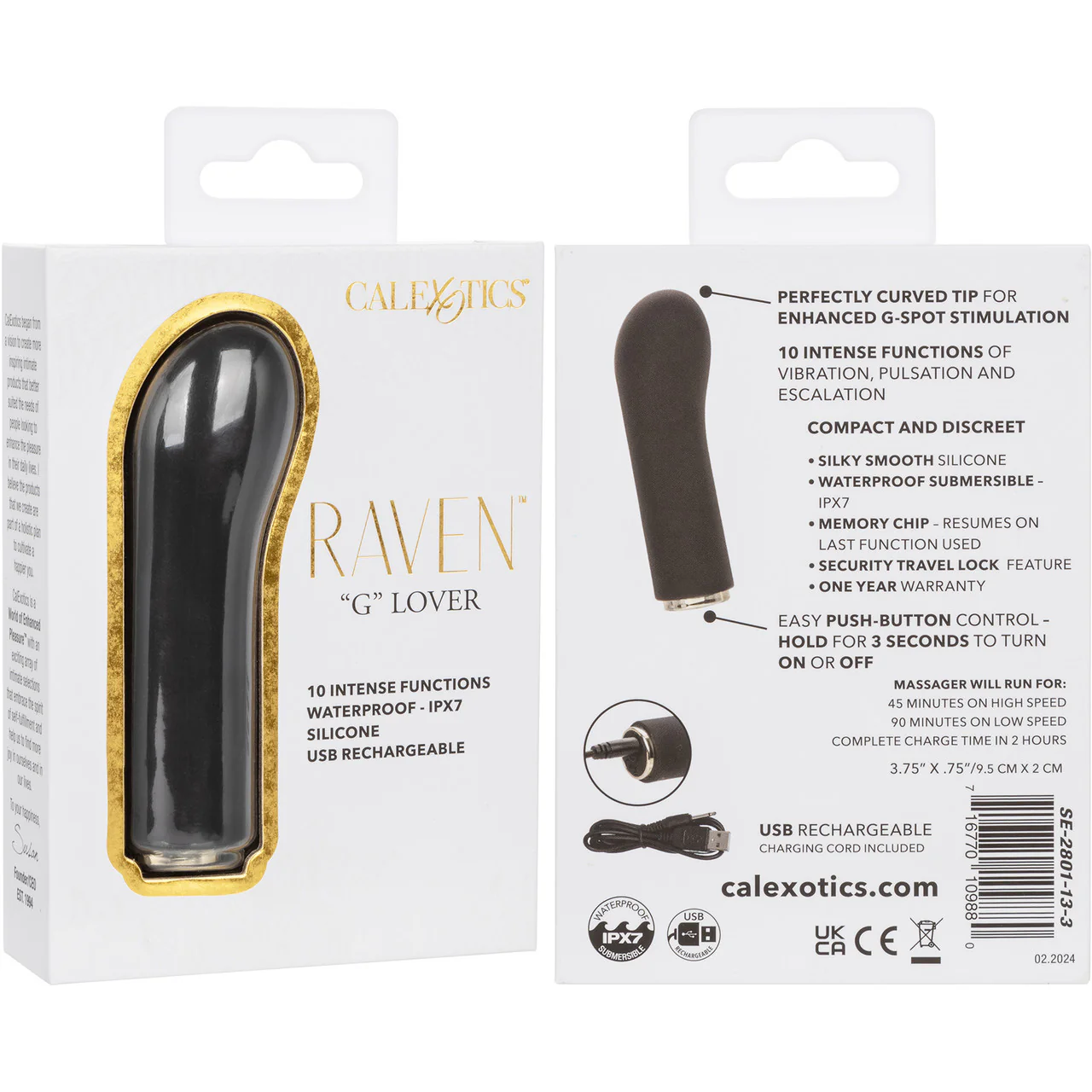 Raven "G" Lover Rechargeable Waterproof Silicone Mini G-Spot Vibrator By CalExotics - Image 9