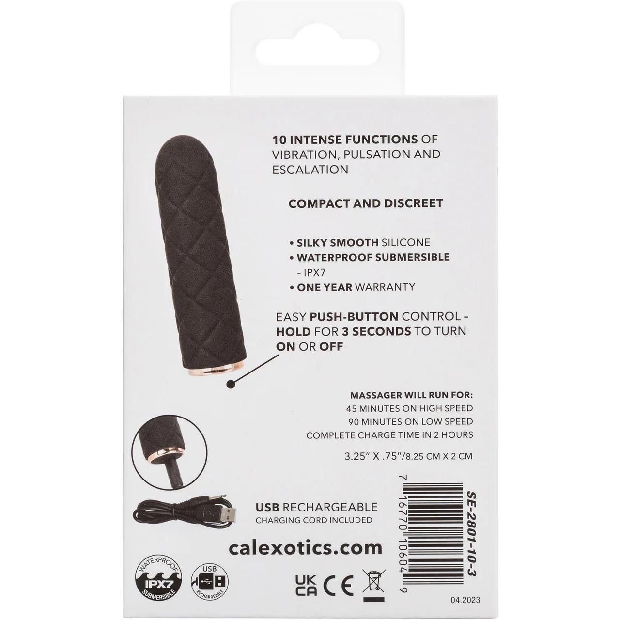 Raven Quilted Seducer Rechargeable Waterproof Bullet Vibrator With Silicone Sleeve By CalExotics - Image 11