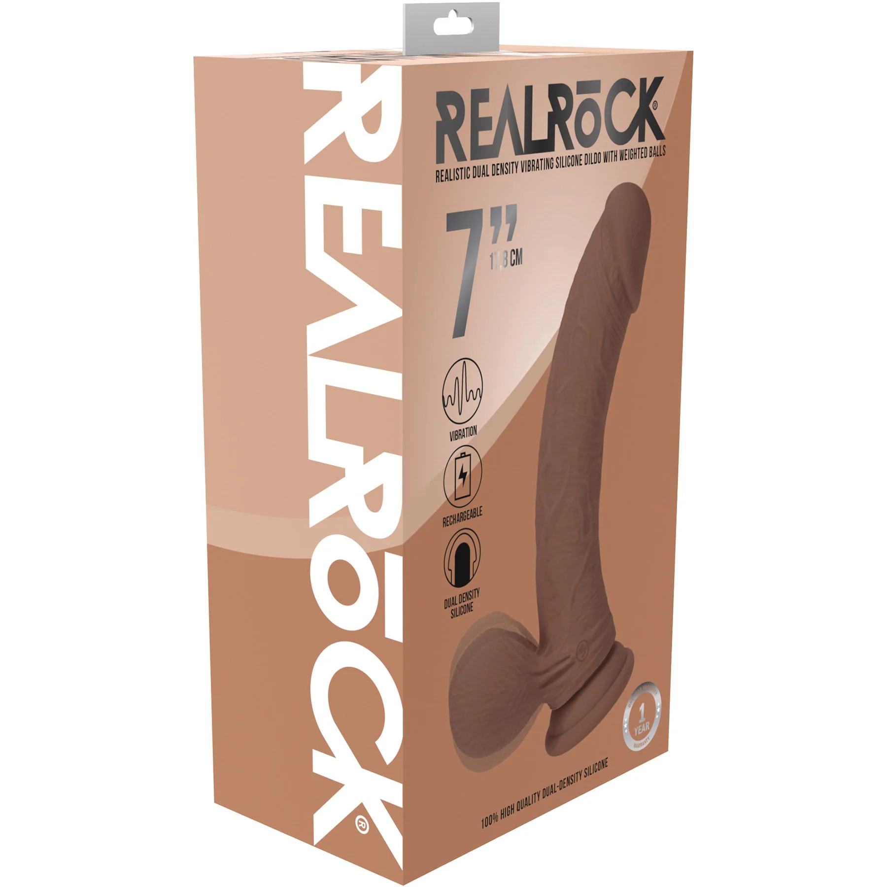 RealRock® 7" Realistic Dual Density Vibrating Silicone Dildo With Weighted Balls - Image 28