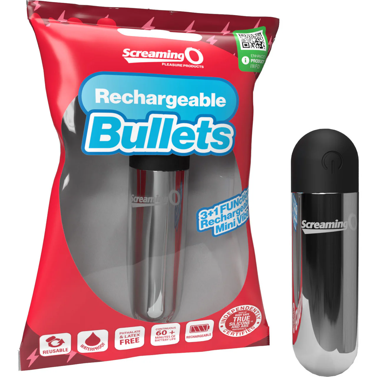 Rechargeable Bullets Mini Vibe By Screaming O - Silver - Image 4