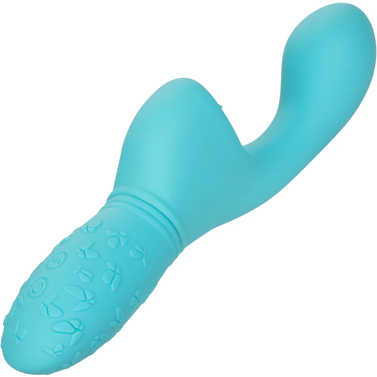 Rechargeable Butterfly Kiss Silicone Flicker Dual Stimulation Vibrator By CalExotics - Blue - Image 4