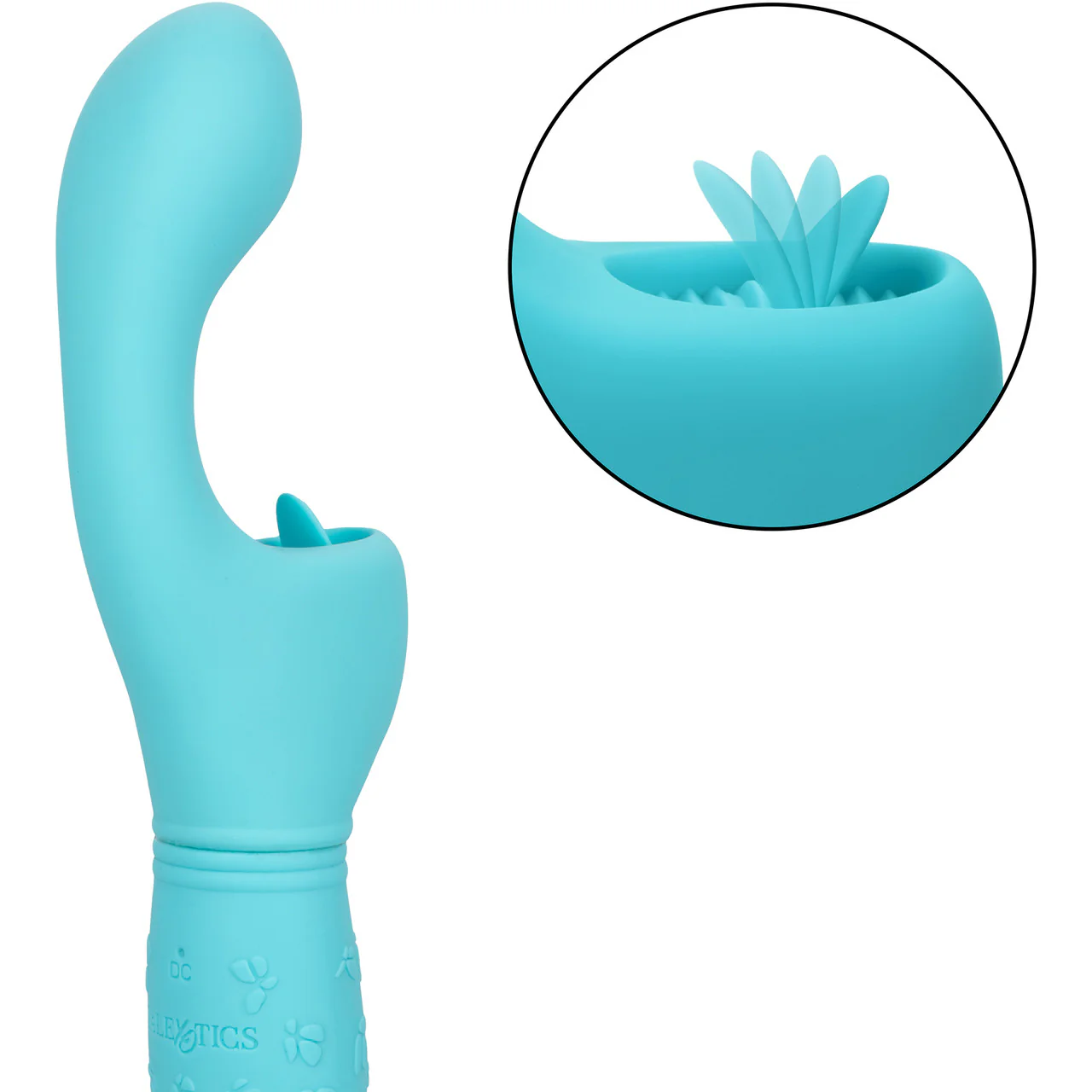 Rechargeable Butterfly Kiss Silicone Flicker Dual Stimulation Vibrator By CalExotics - Blue - Image 5