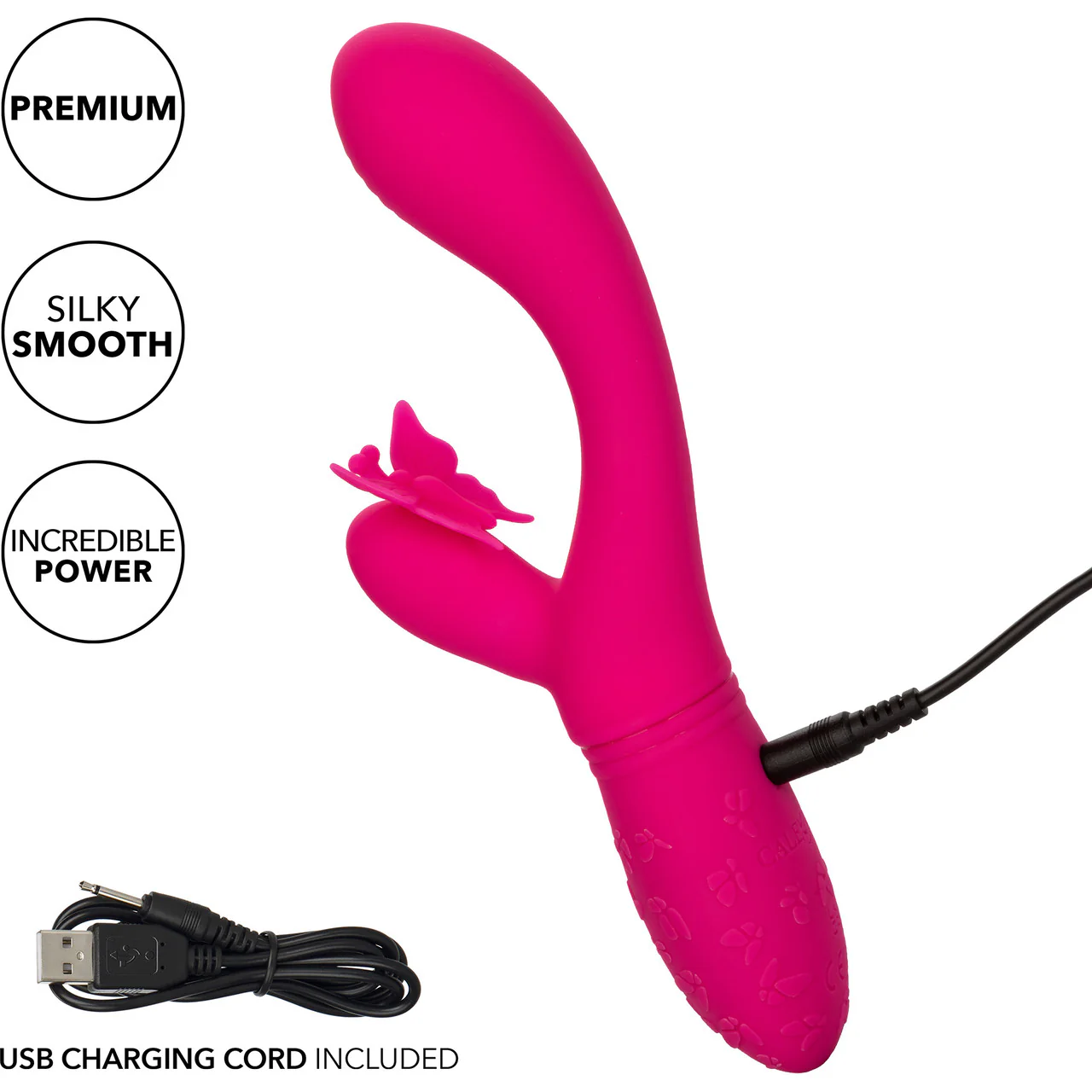 Rechargeable Butterfly Kiss Silicone Flutter Dual Stimulation Vibrator By CalExotics - Pink - Image 10
