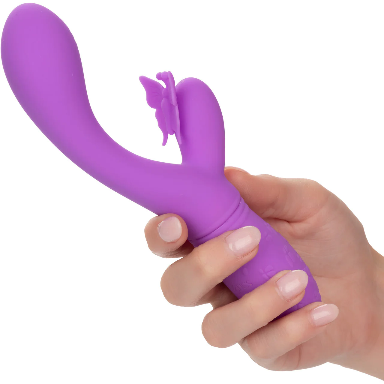 Rechargeable Butterfly Kiss Silicone Flutter Dual Stimulation Vibrator By CalExotics - Purple - Image 2
