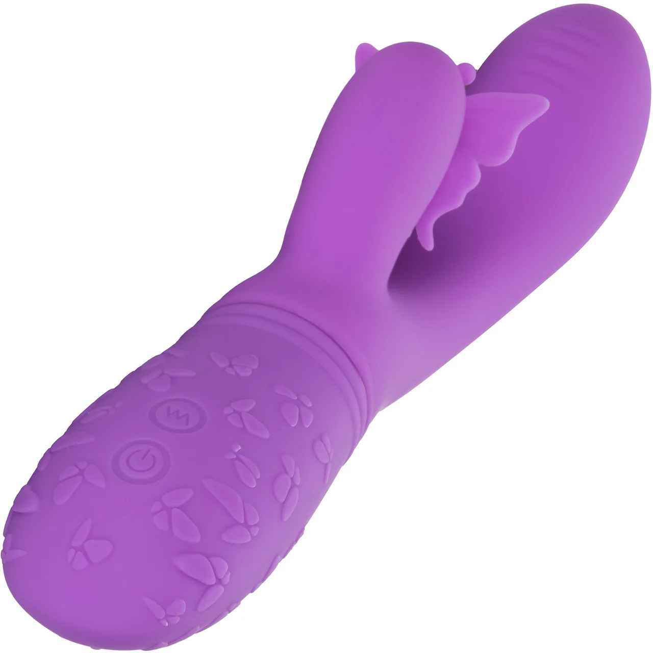 Rechargeable Butterfly Kiss Silicone Flutter Dual Stimulation Vibrator By CalExotics - Purple - Image 6