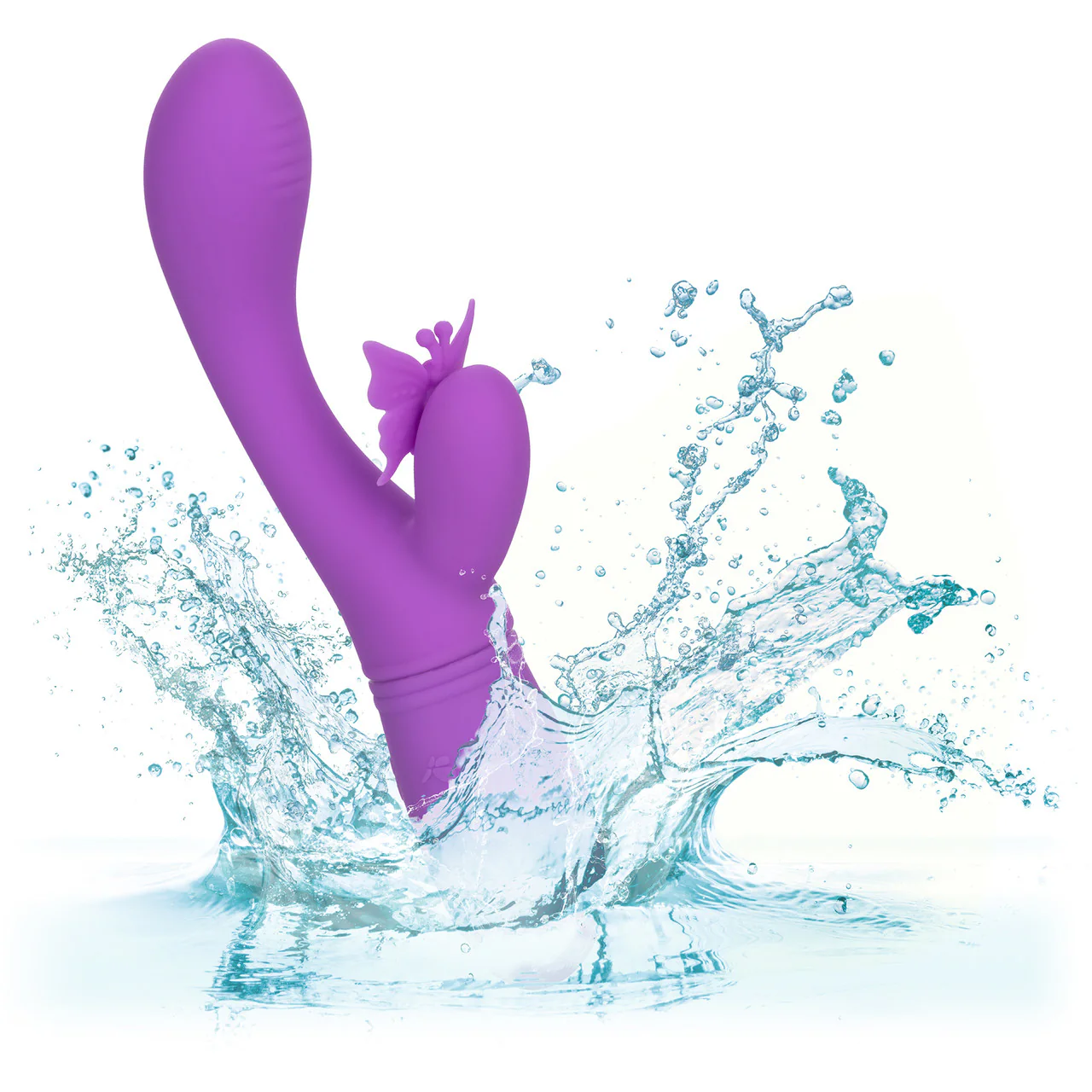 Rechargeable Butterfly Kiss Silicone Flutter Dual Stimulation Vibrator By CalExotics - Purple - Image 8