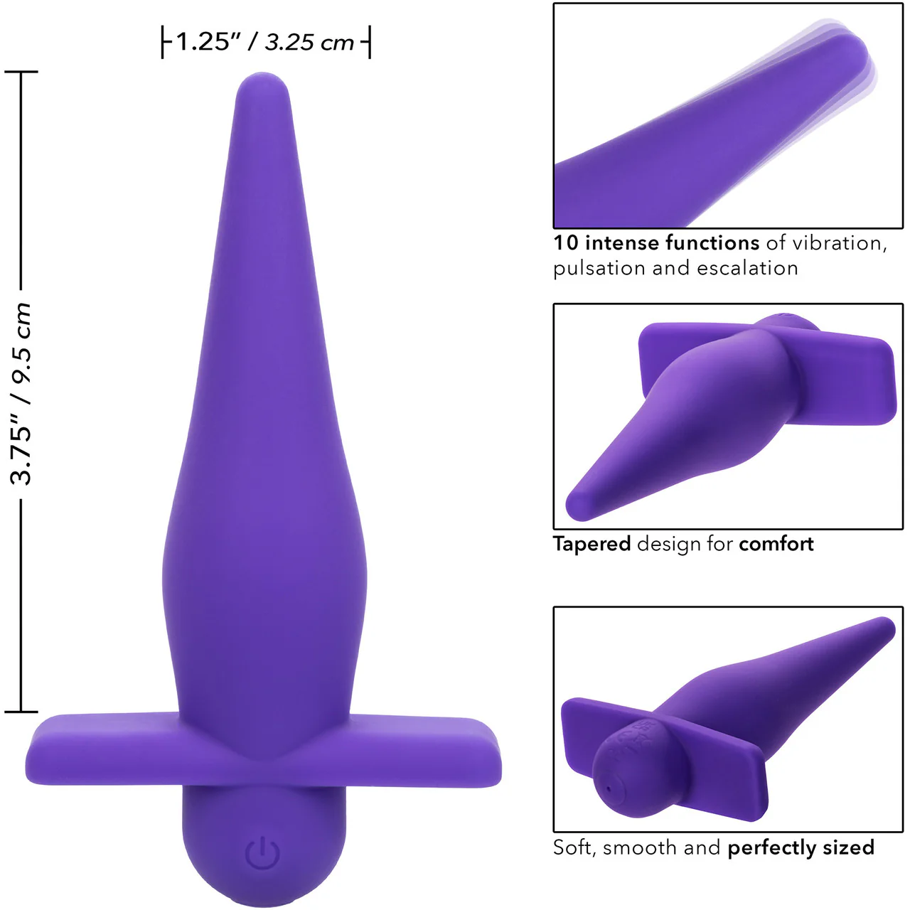 Rechargeable High Intensity Silicone Waterproof Vibrating Anal Probe By CalExotics - Purple - Image 8