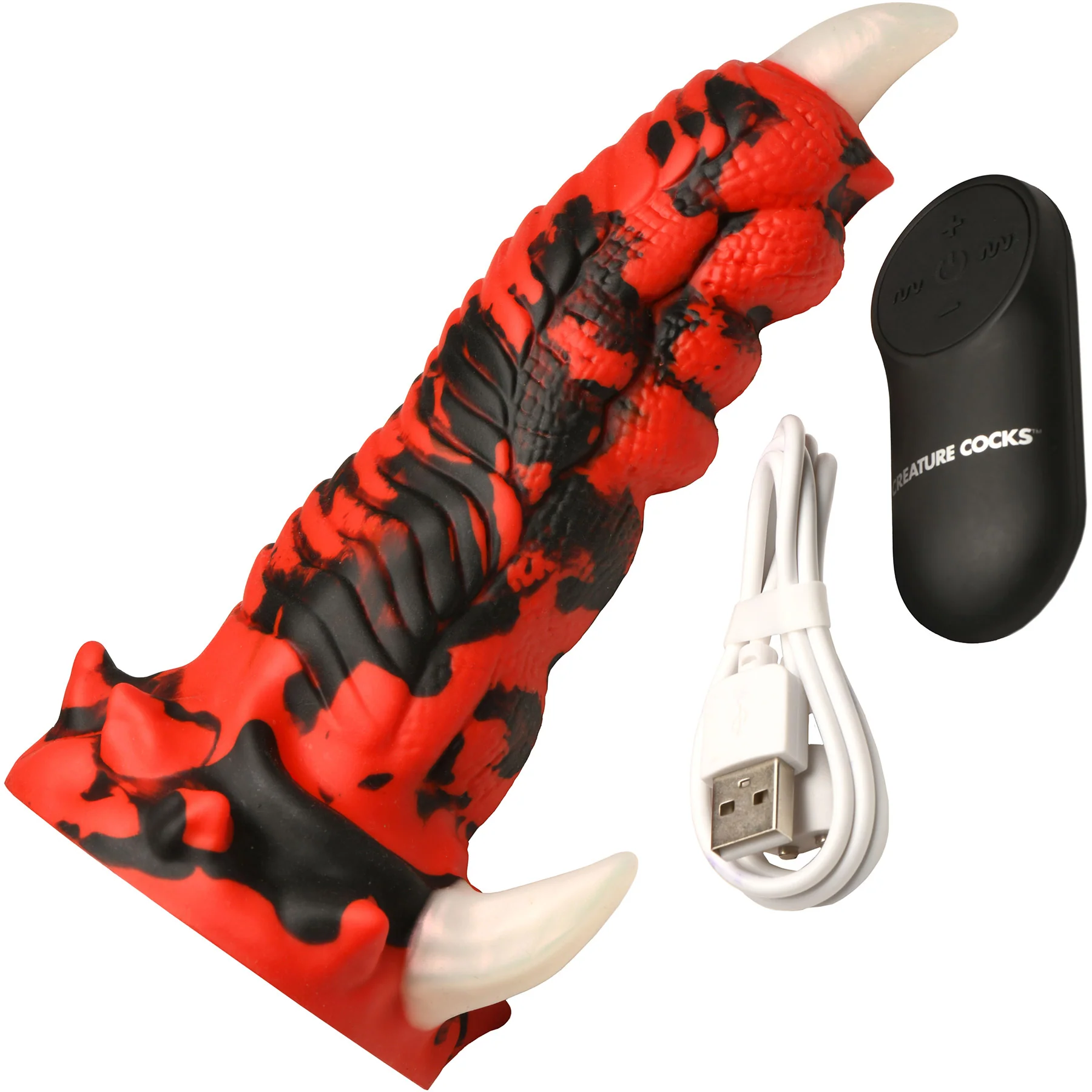 Red Talon Vibrating 7.1" Silicone Dildo With Remote By Creature Cocks - Image 12