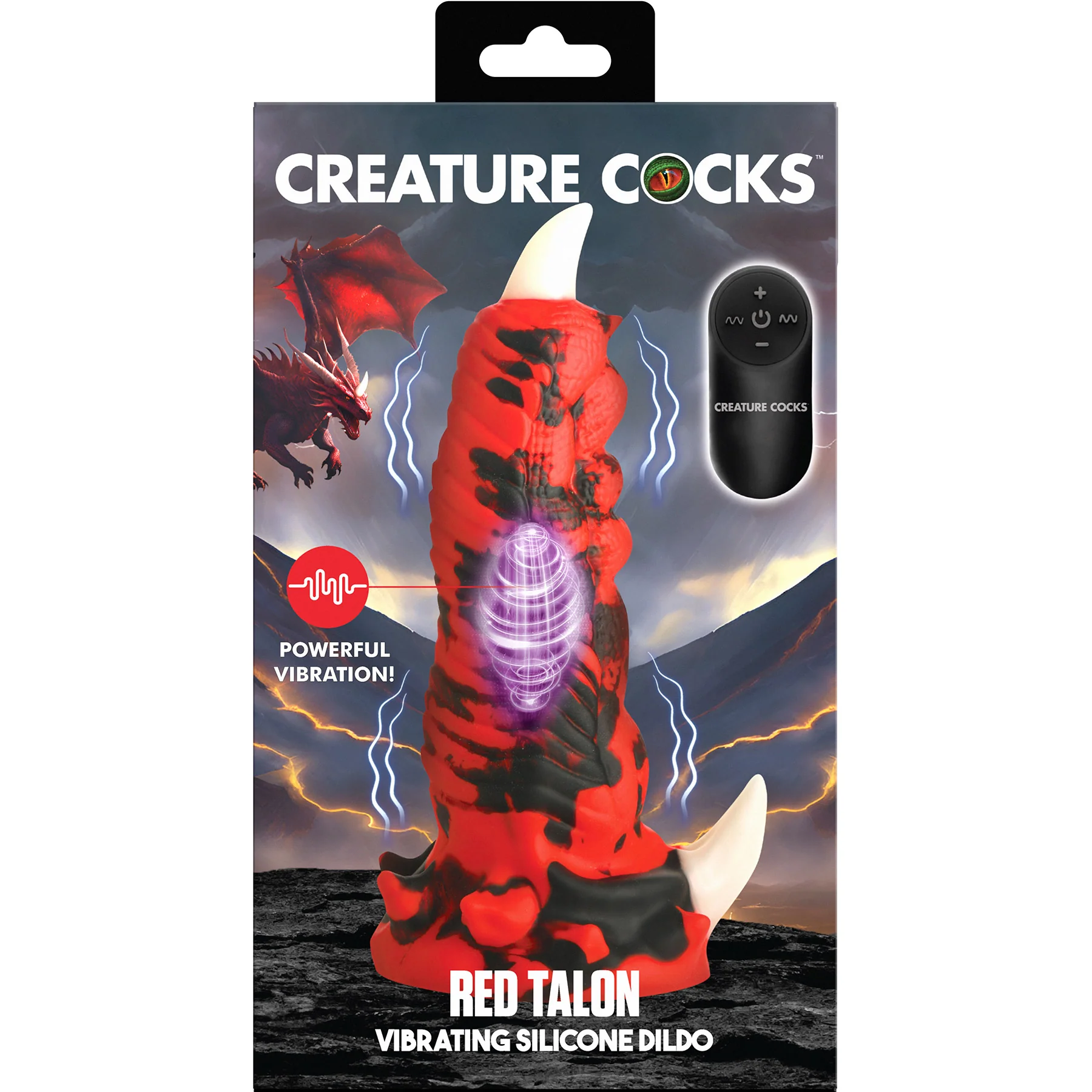 Red Talon Vibrating 7.1" Silicone Dildo With Remote By Creature Cocks - Image 13