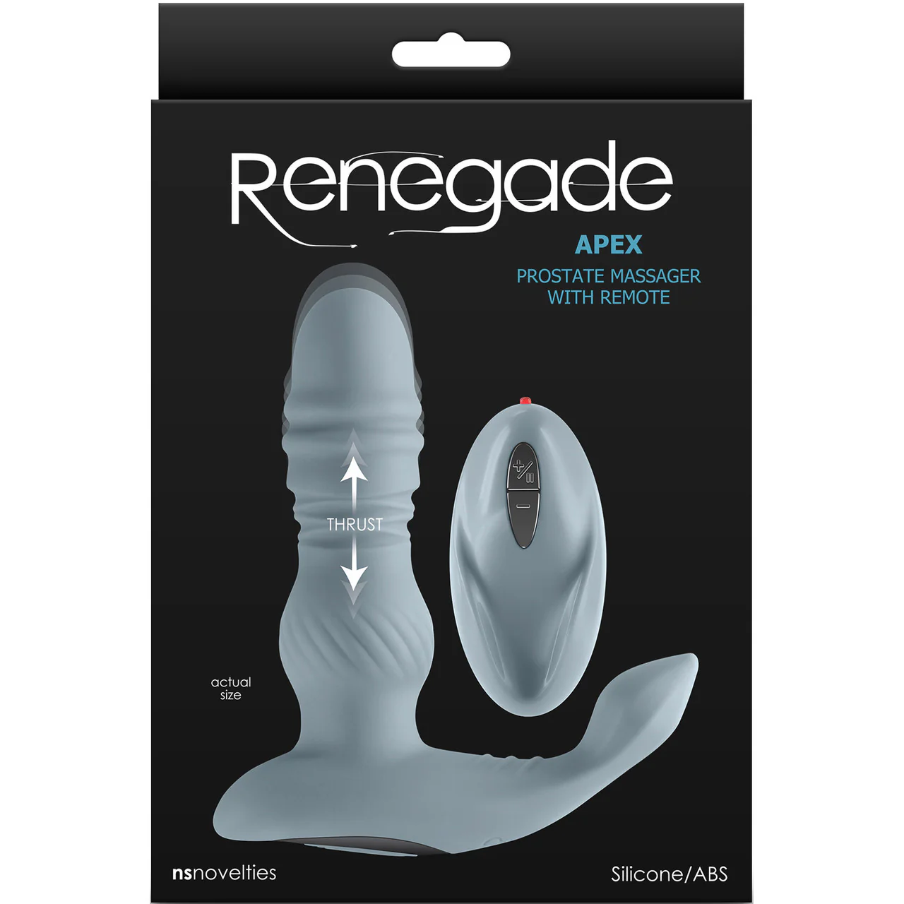 Renegade Apex Rechargeable Silicone Thrusting Vibrating Prostate Massager With Remote - Gray - Image 4