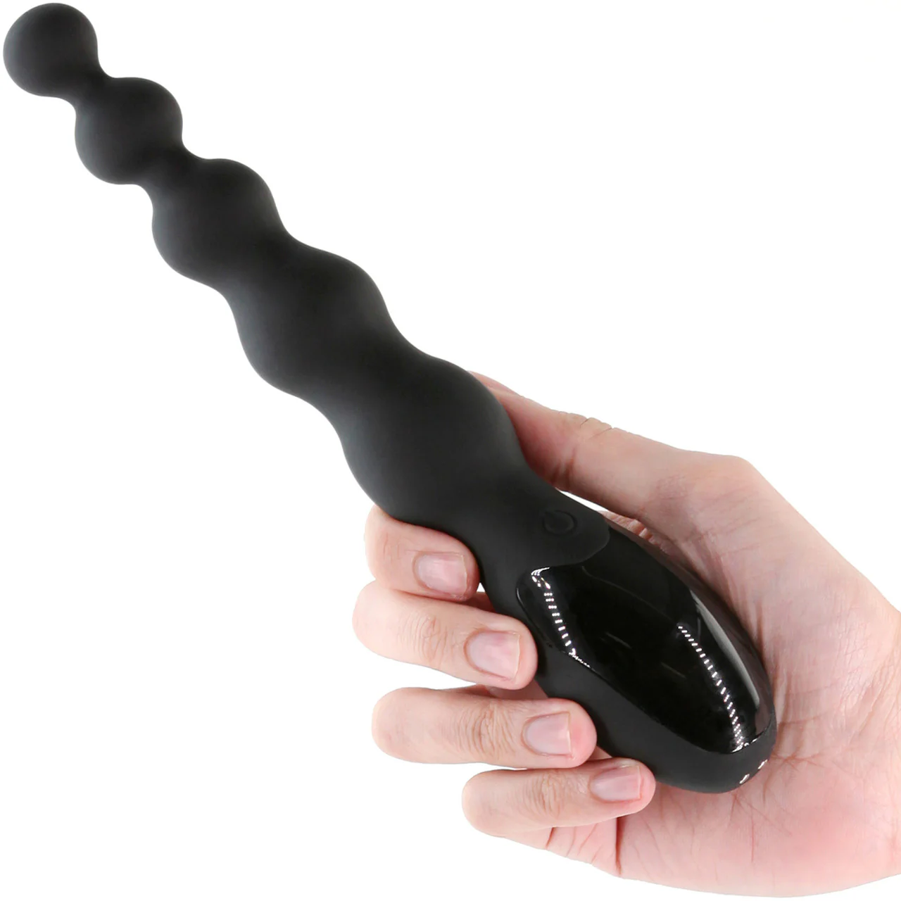 Renegade Virtua Rechargeable Waterproof Silicone Beaded Vibrator With Digital Screen - Black - Image 2