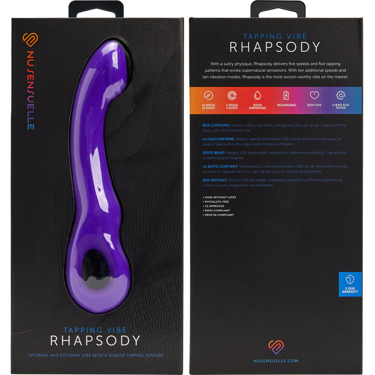 Rhapsody Tapping Vibe Rechargeable Waterproof Silicone G-Spot Vibrator By Nu Sensuelle - Deep Purple - Image 6