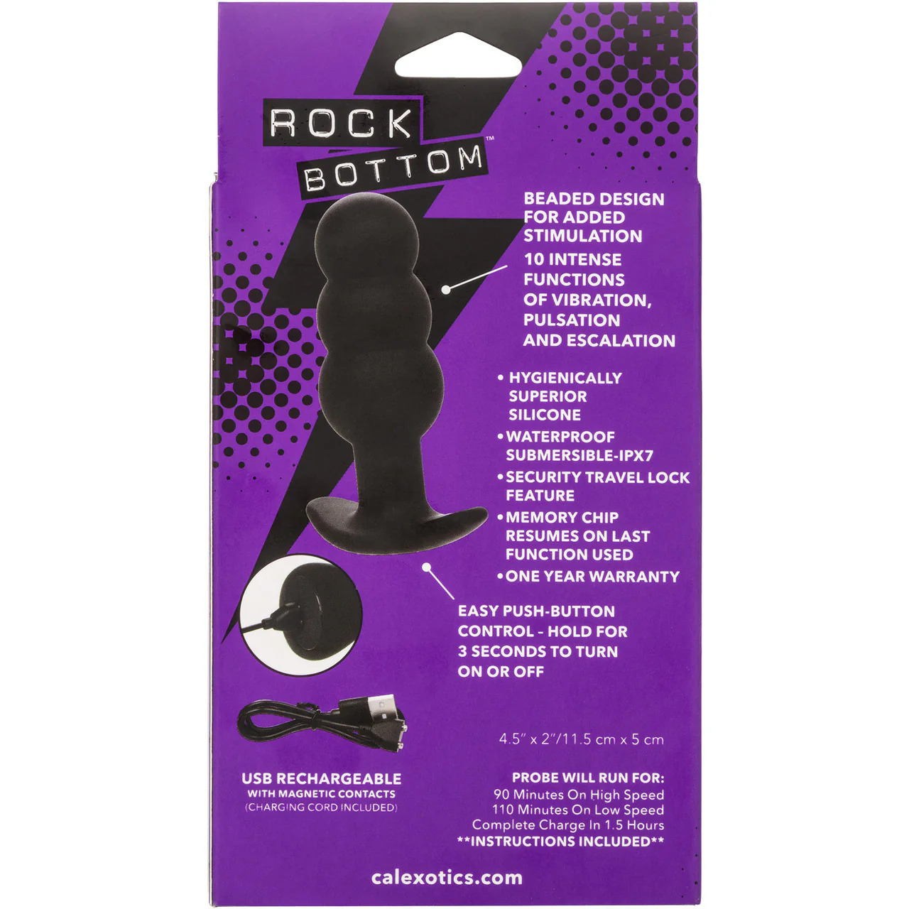 Rock Bottom™ Beaded Probe Rechargeable Waterproof Silicone Vibrating Butt Plug By CalExotics - Image 11
