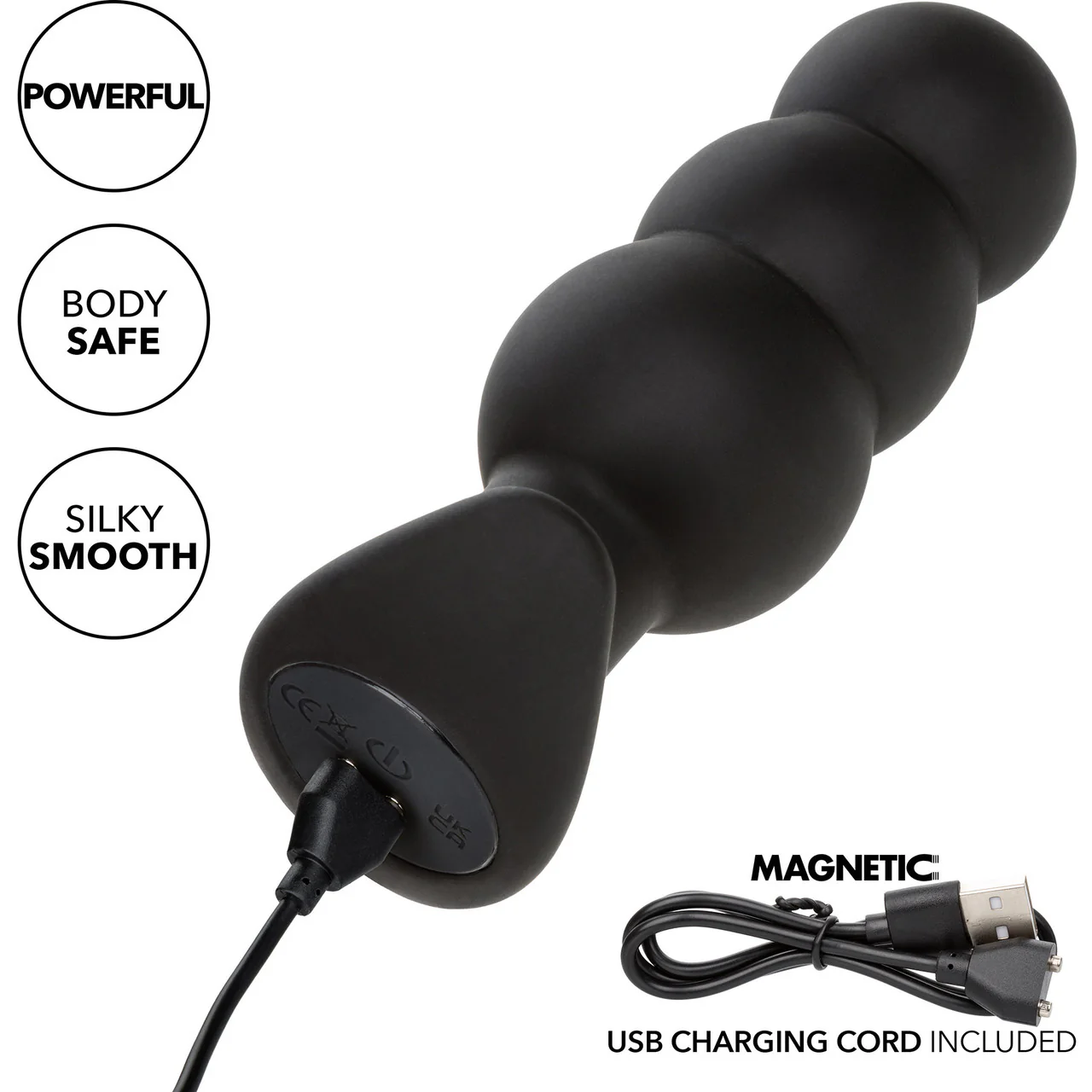 Rock Bottom™ Beaded Probe Rechargeable Waterproof Silicone Vibrating Butt Plug By CalExotics - Image 7