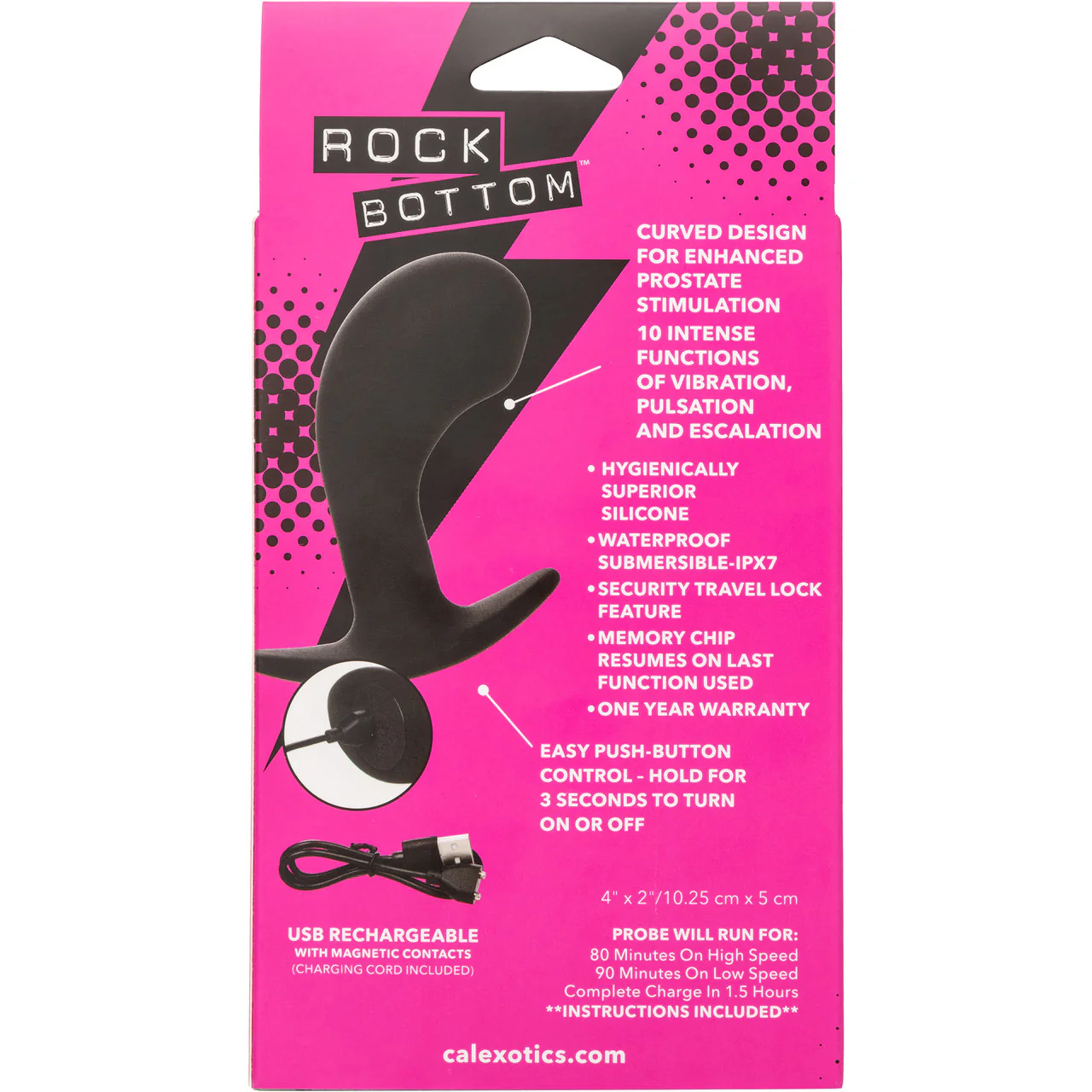 Rock Bottom™ Curved Probe Rechargeable Waterproof Silicone Vibrating Prostate Massager By CalExotics - Image 11
