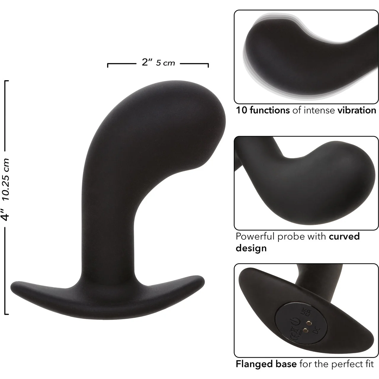 Rock Bottom™ Curved Probe Rechargeable Waterproof Silicone Vibrating Prostate Massager By CalExotics - Image 8