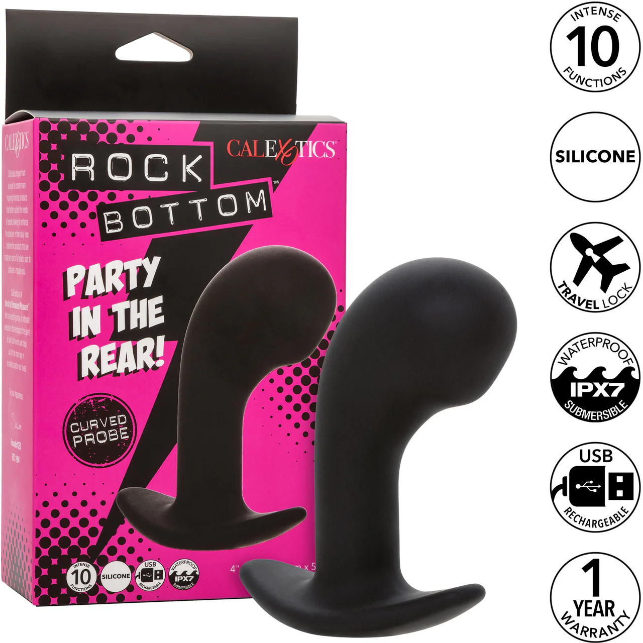 Rock Bottom™ Curved Probe Rechargeable Waterproof Silicone Vibrating Prostate Massager By CalExotics - Image 9