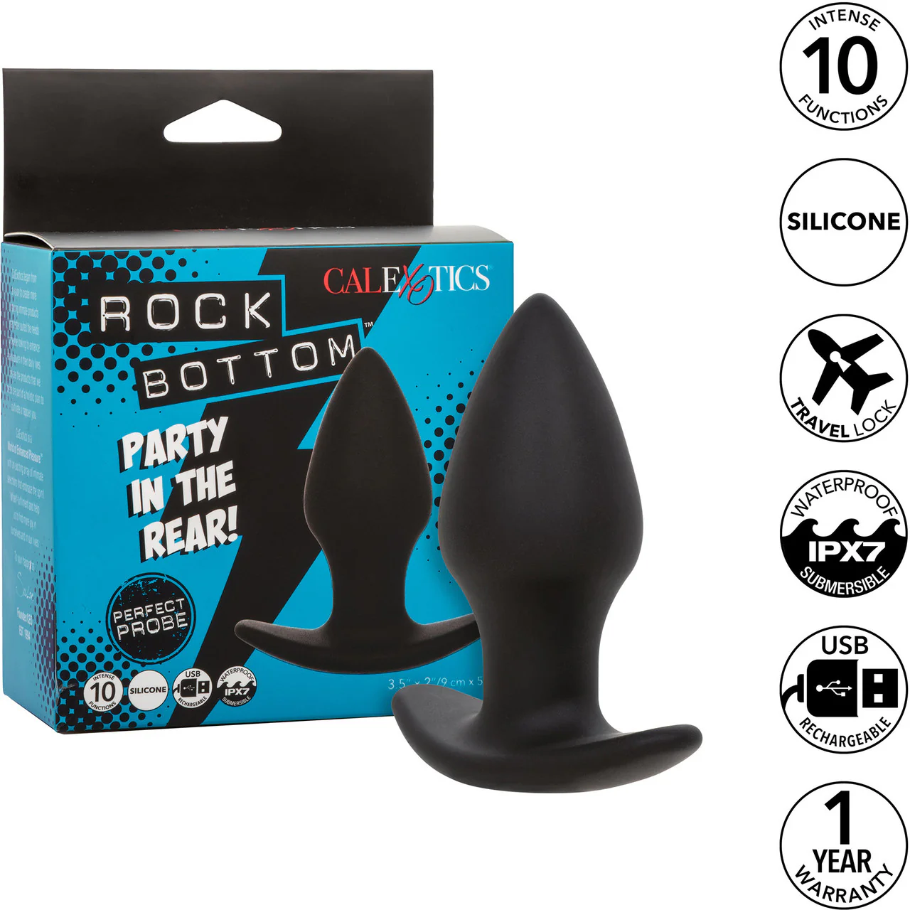 Rock Bottom™ Perfect Probe Rechargeable Waterproof Silicone Vibrating Butt Plug By CalExotics - Image 9