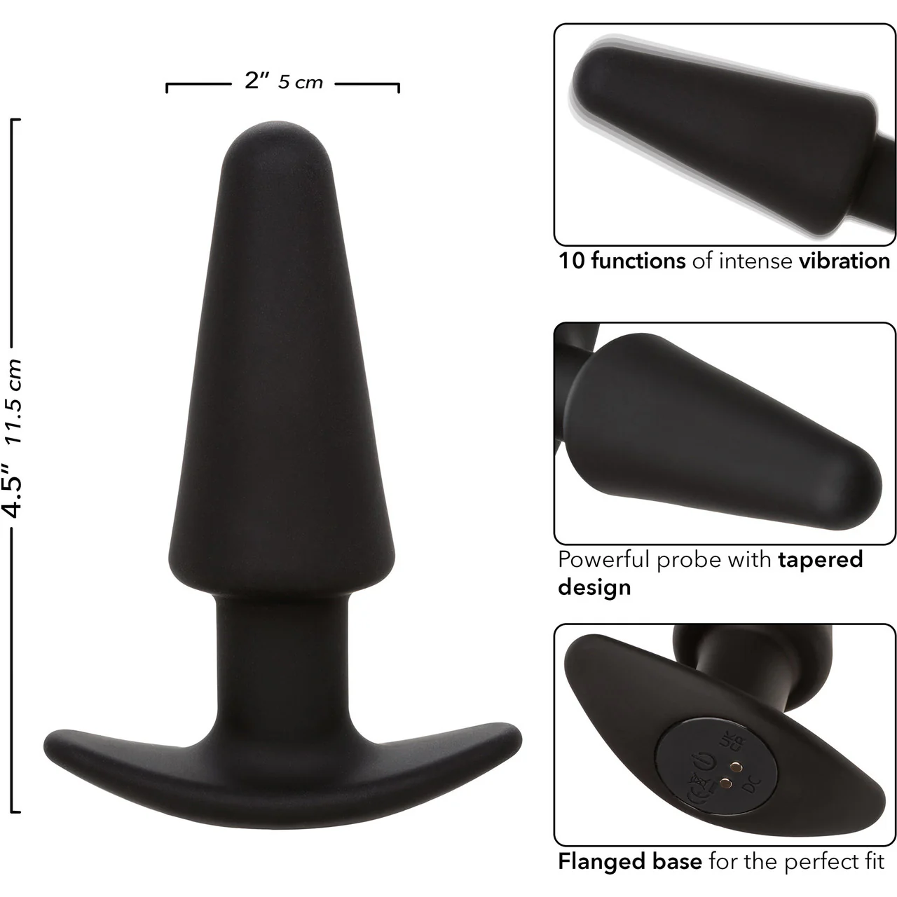 Rock Bottom™ Tapered Probe Rechargeable Waterproof Silicone Vibrating Butt Plug By CalExotics - Image 8