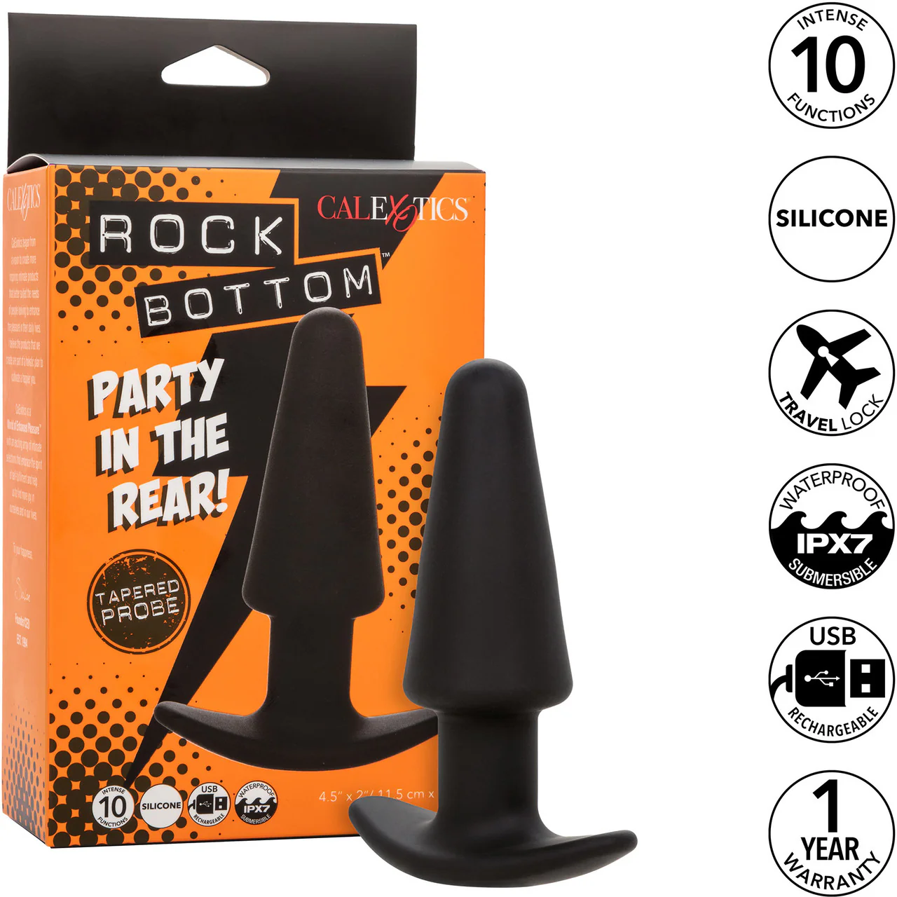 Rock Bottom™ Tapered Probe Rechargeable Waterproof Silicone Vibrating Butt Plug By CalExotics - Image 9