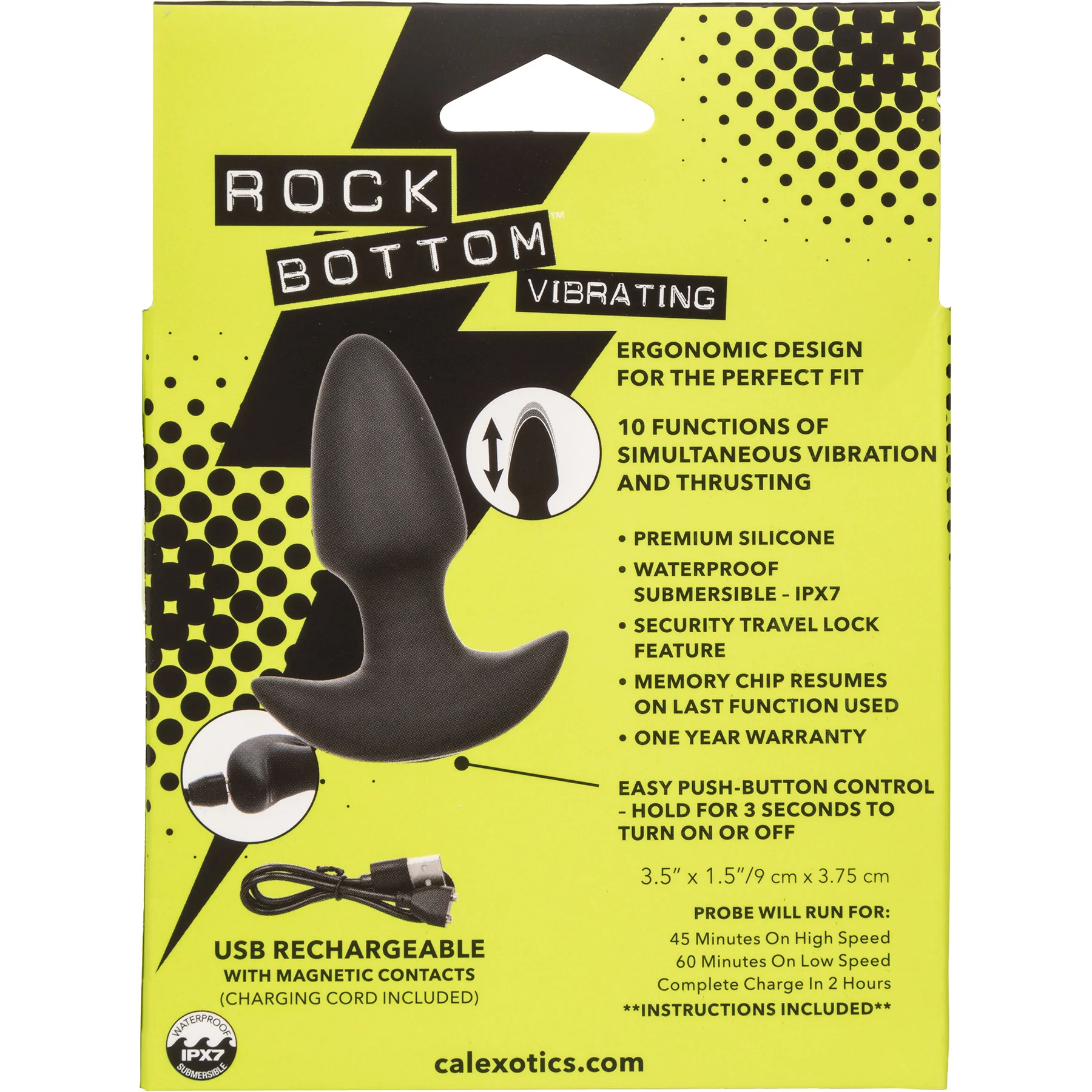 Rock Bottom™ Vibrating Thrusting Probe Rechargeable Waterproof Silicone Butt Plug - Image 7