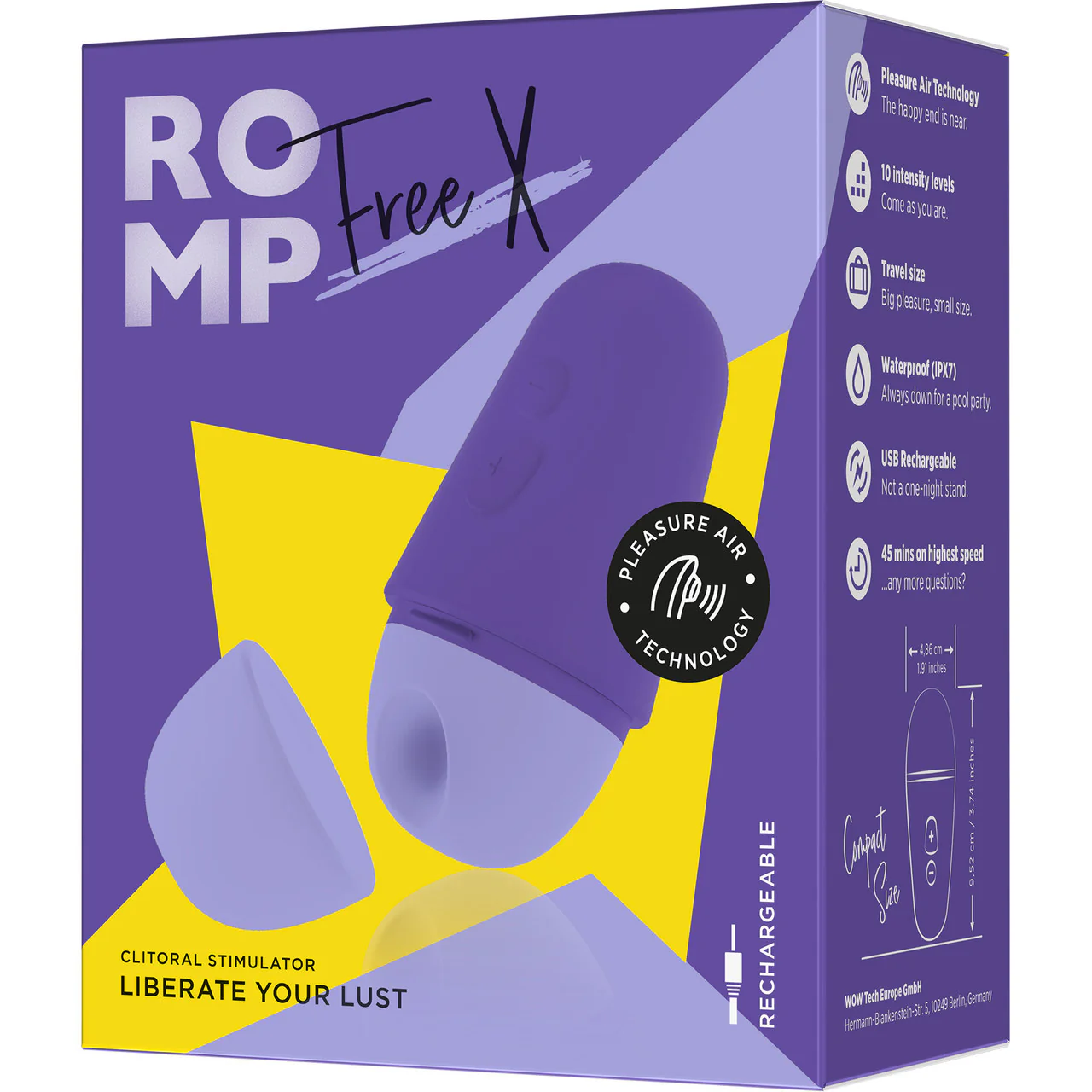 ROMP Free X Silicone Rechargeable Waterproof Pleasure Air Clitoral Vibrator - Image 6