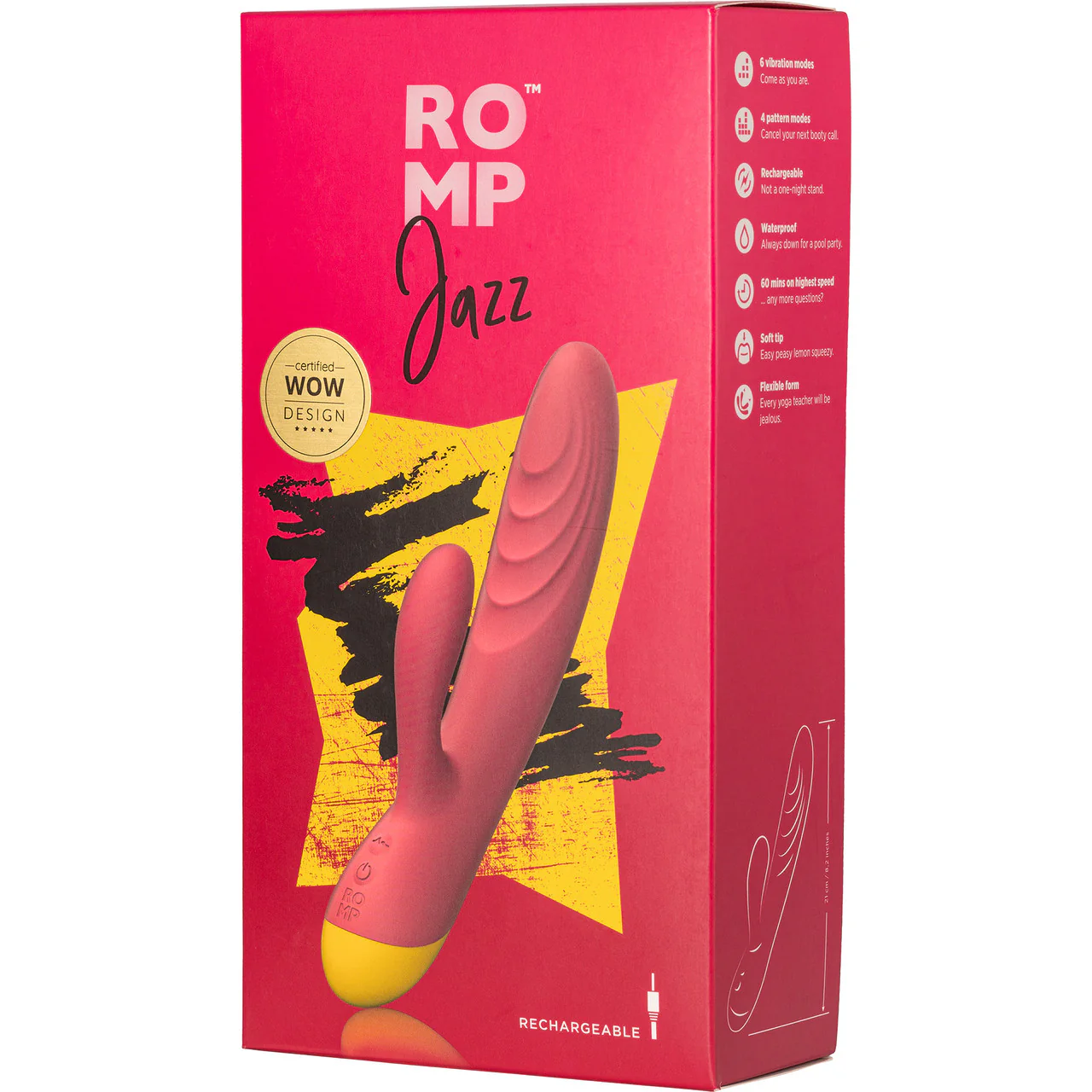 ROMP Jazz Silicone Rechargeable Rabbit Style Dual Stimulation Vibrator - Image 6