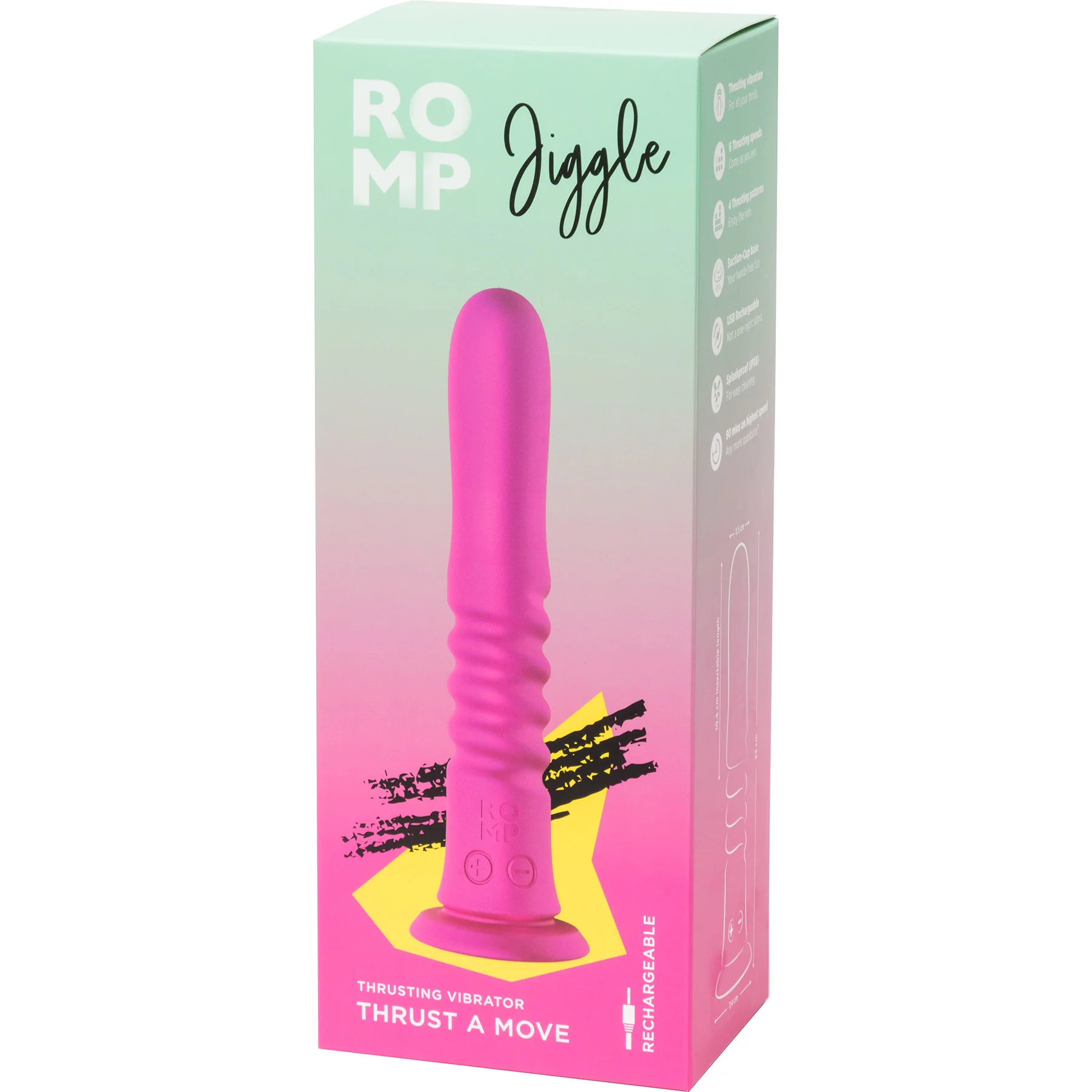 Romp Jiggle Rechargeable Silicone Thrusting & Vibrating Suction Cup Dildo - Image 10