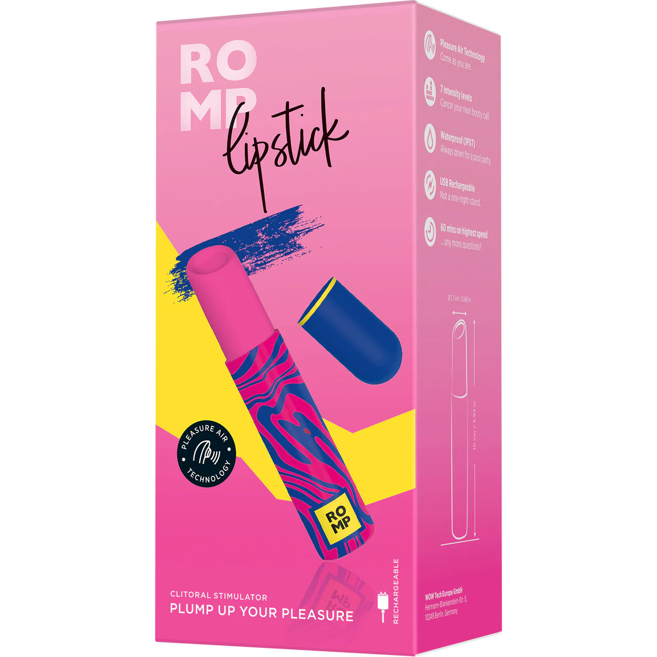 ROMP Lipstick Silicone Rechargeable Waterproof Pleasure Air Clitoral Vibrator - Image 13