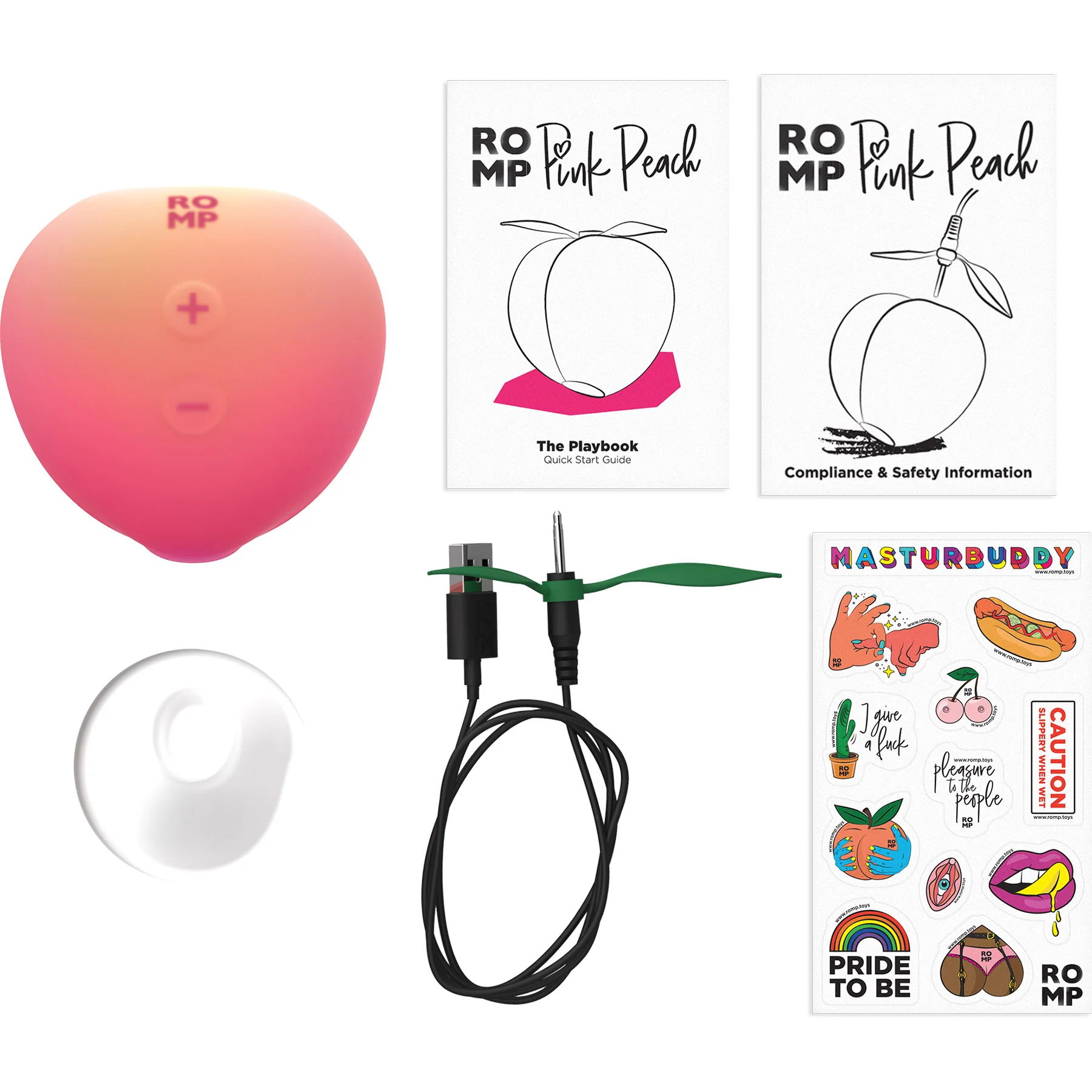 ROMP Pink Peach Pleasure Air Silicone Clitoral Massaging Stimulator - Image 15