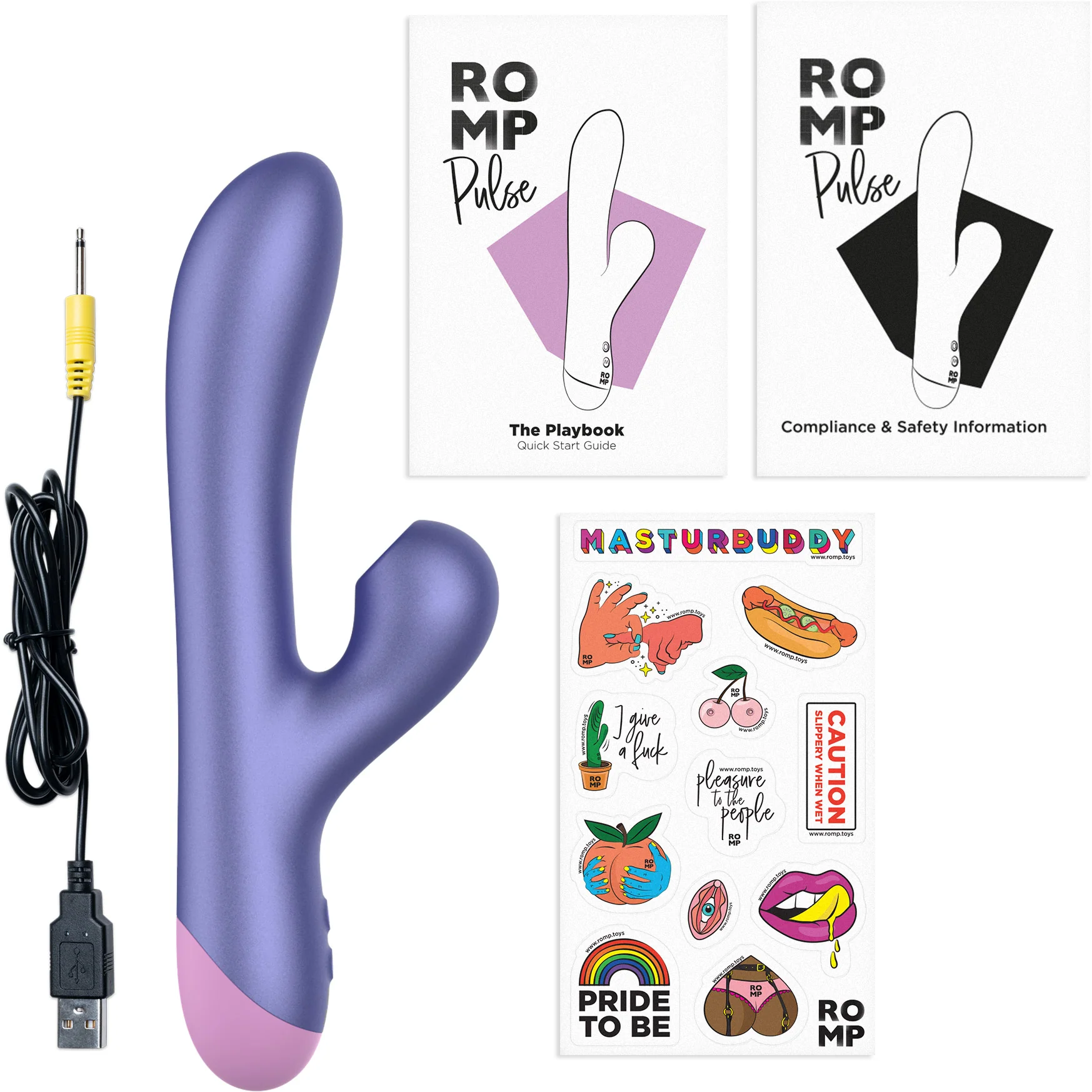 Romp Pulse Rabbit Silicone Rechargeable Vibrator With Pleasure Air Technology - Image 10