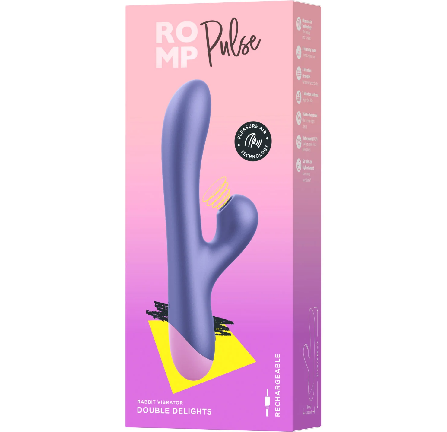 Romp Pulse Rabbit Silicone Rechargeable Vibrator With Pleasure Air Technology - Image 11