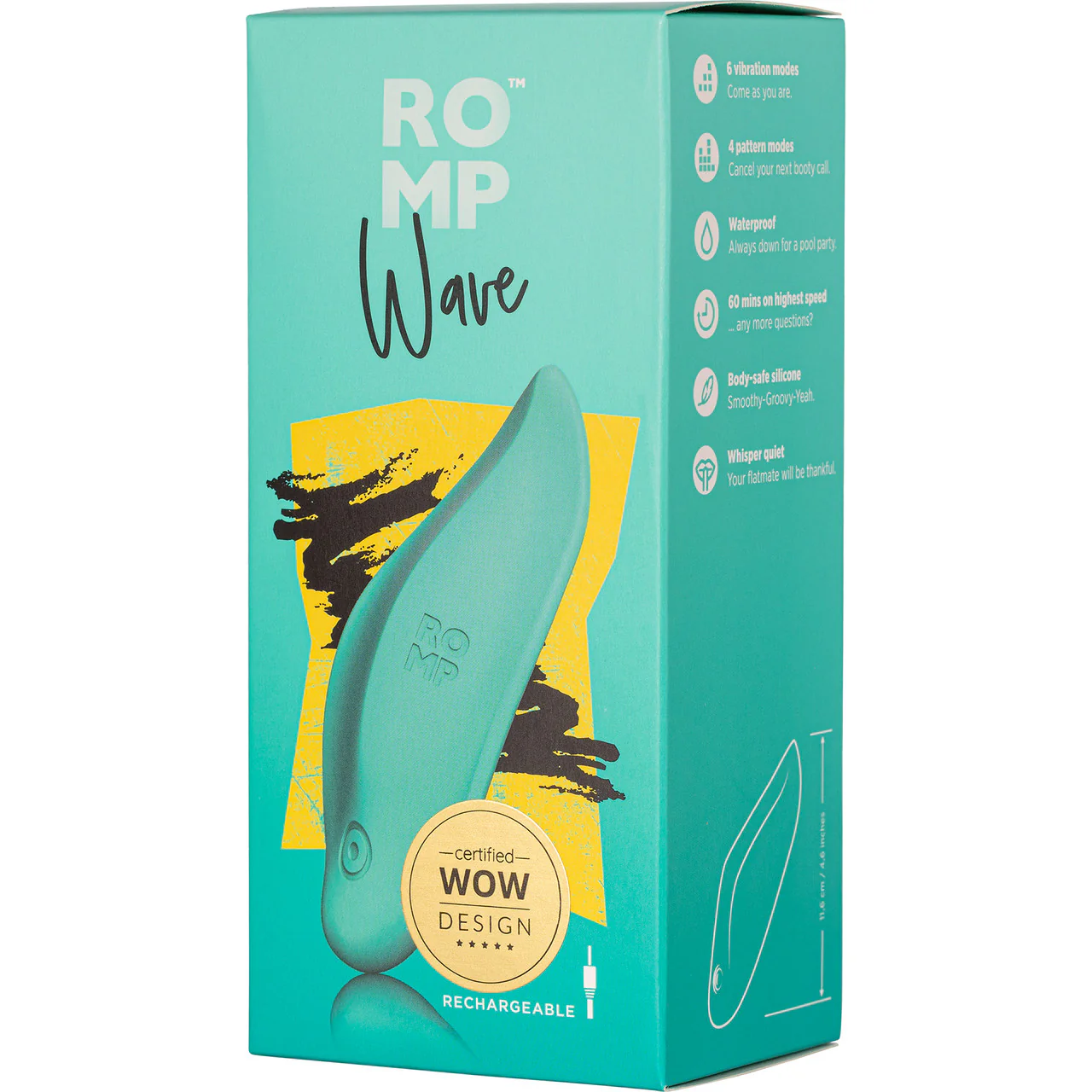 ROMP Wave Silicone Rechargeable Lay-On Clitoral Vibrator - Image 6