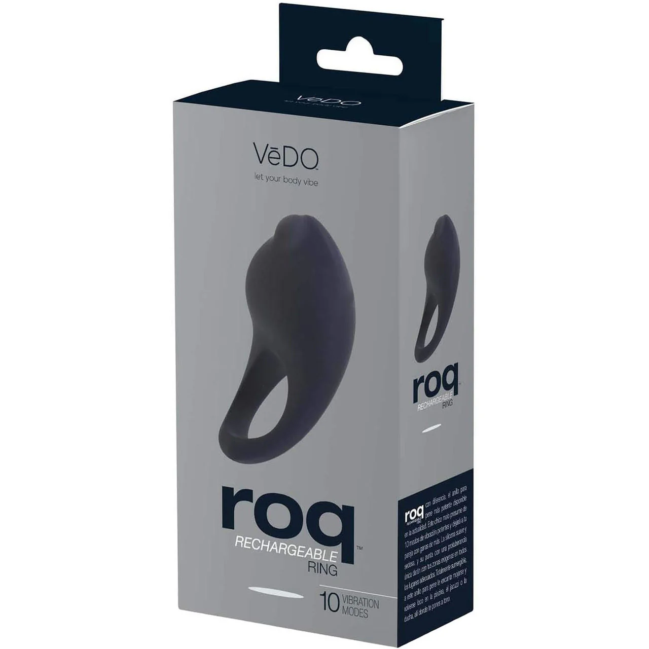 Roq Rechargeable Silicone Vibrating Cock Ring by VeDO - Just Black - Image 2