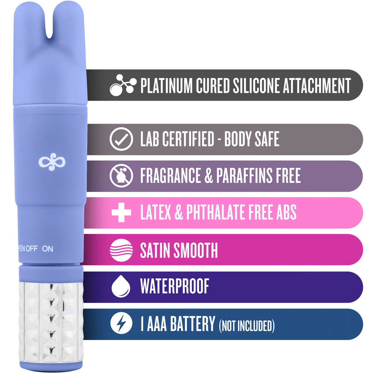 Rose Revitalize Vibrating Bullet Massage Kit With 3 Silicone Attachments By Blush - Periwinkle - Image 5