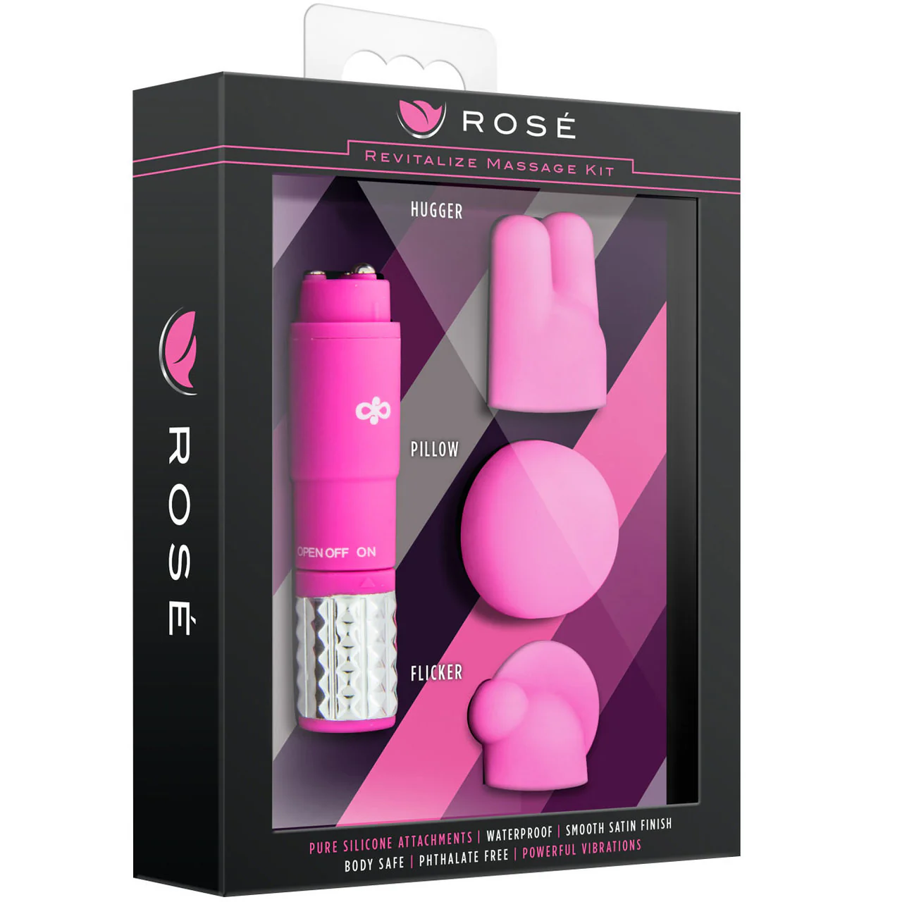 Rose Revitalize Vibrating Bullet Massage Kit With 3 Silicone Attachments By Blush - Pink - Image 7