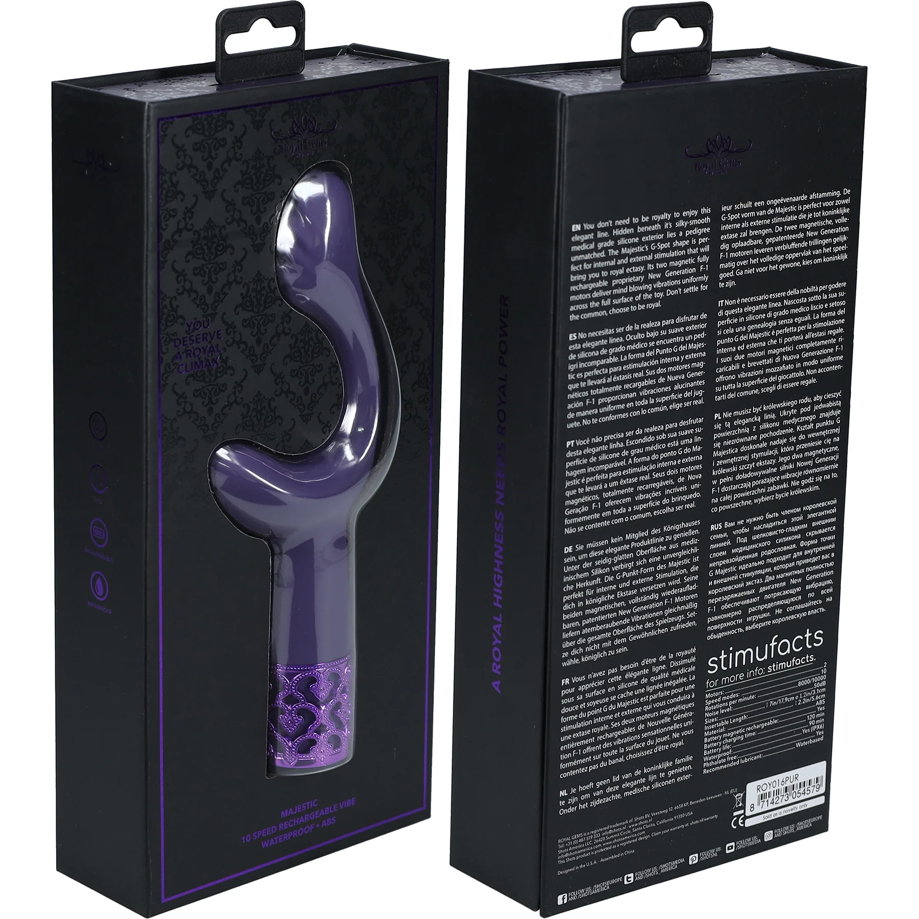 Royal Gems Majestic Rechargeable Silicone 10 Speed Dual Stimulation Vibrator - Image 10